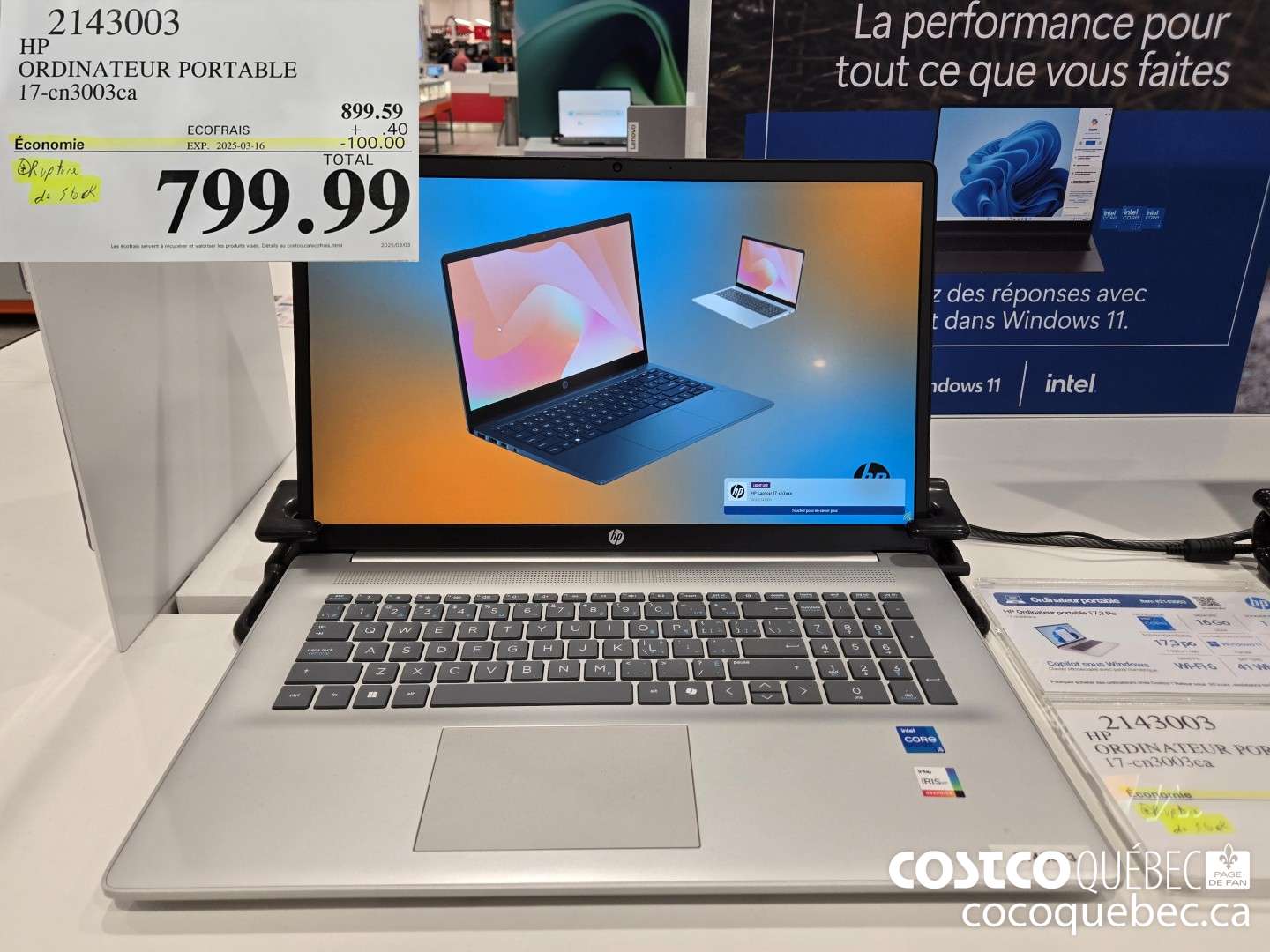 2143003 HP ORDINATEUR PORTABLE 17-cn3003ca  ($100.00 INSTANT SAVINGS EXPIRES ON 2025-03-16) $799.99