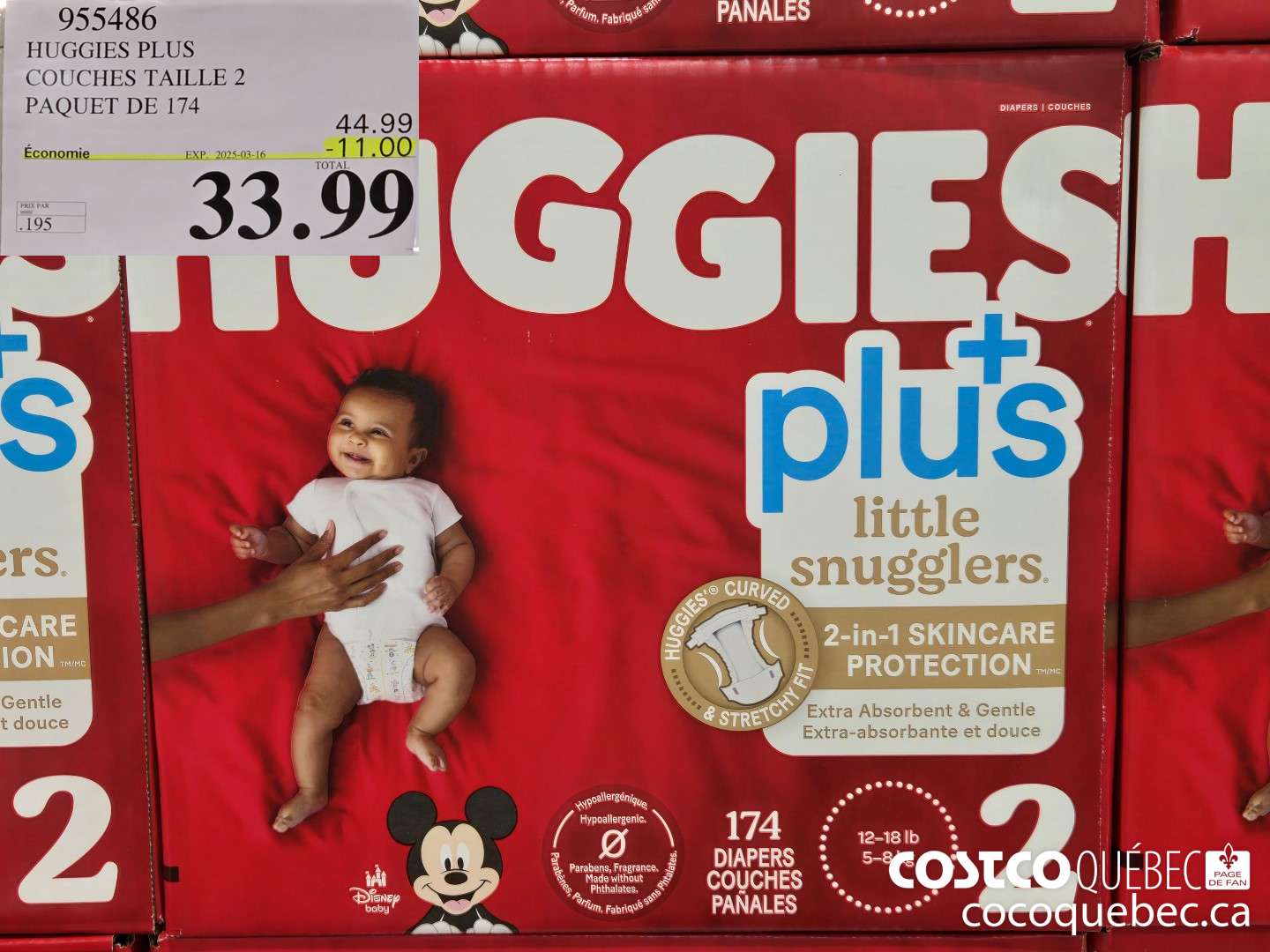 955486 HUGGIES LITTLE SNUGGLE SIZE 2 DIAPERS Pack of 174 ($11.00 INSTANT SAVINGS EXPIRES ON 2025-03-16) $33.99