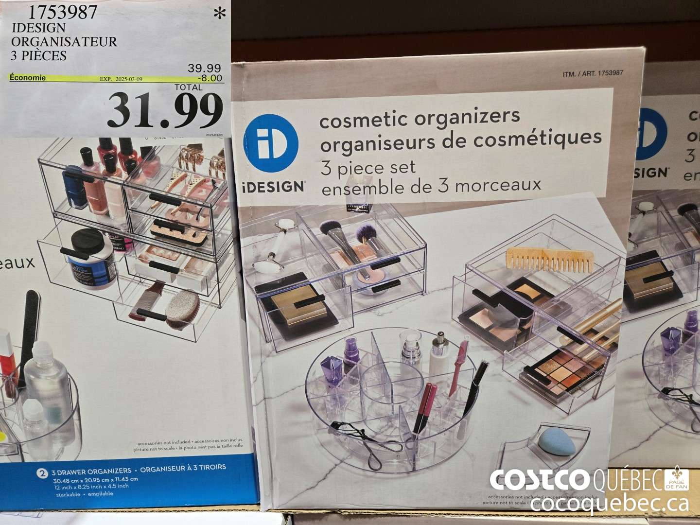 1753987 IDESIGN ORGANISATEUR 3 PIECES  ($8.00 INSTANT SAVINGS EXPIRES ON 2025-03-09) $31.99