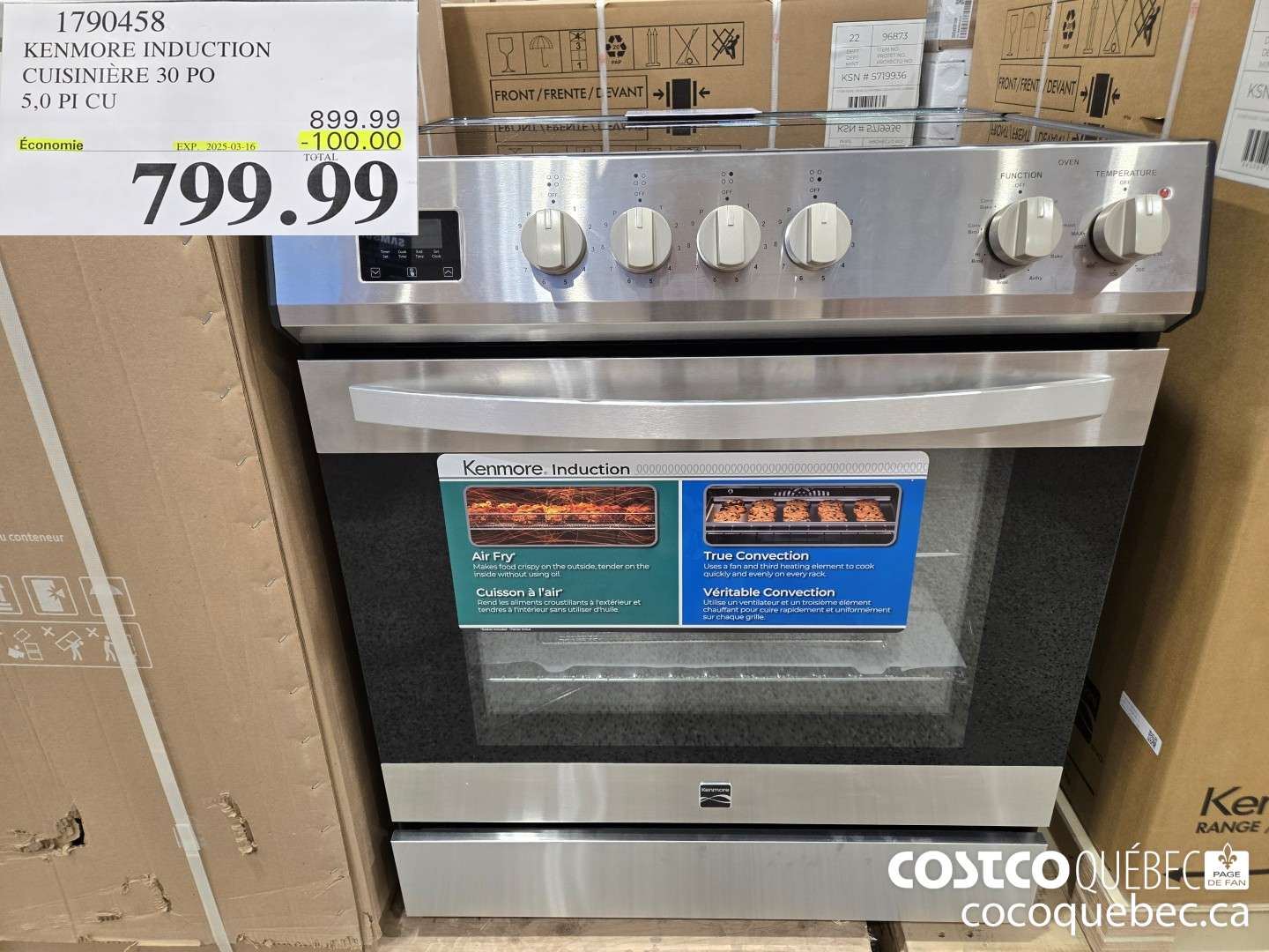 1790458 KENMORE INDUCTION CUISINIERE 30 PO 2025-03-16 \  ($100.00 INSTANT SAVINGS) $799.99