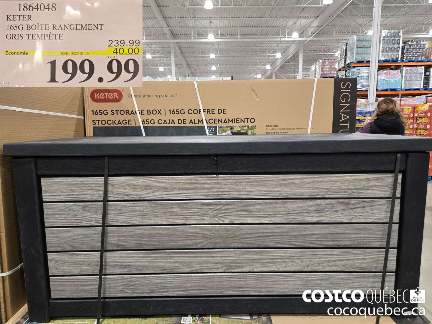 1864048 KETER 165G BOITE RANGEMENT GRIS TEMPETE  ($40.00 INSTANT SAVINGS EXPIRES ON 2025-03-16) $199.99