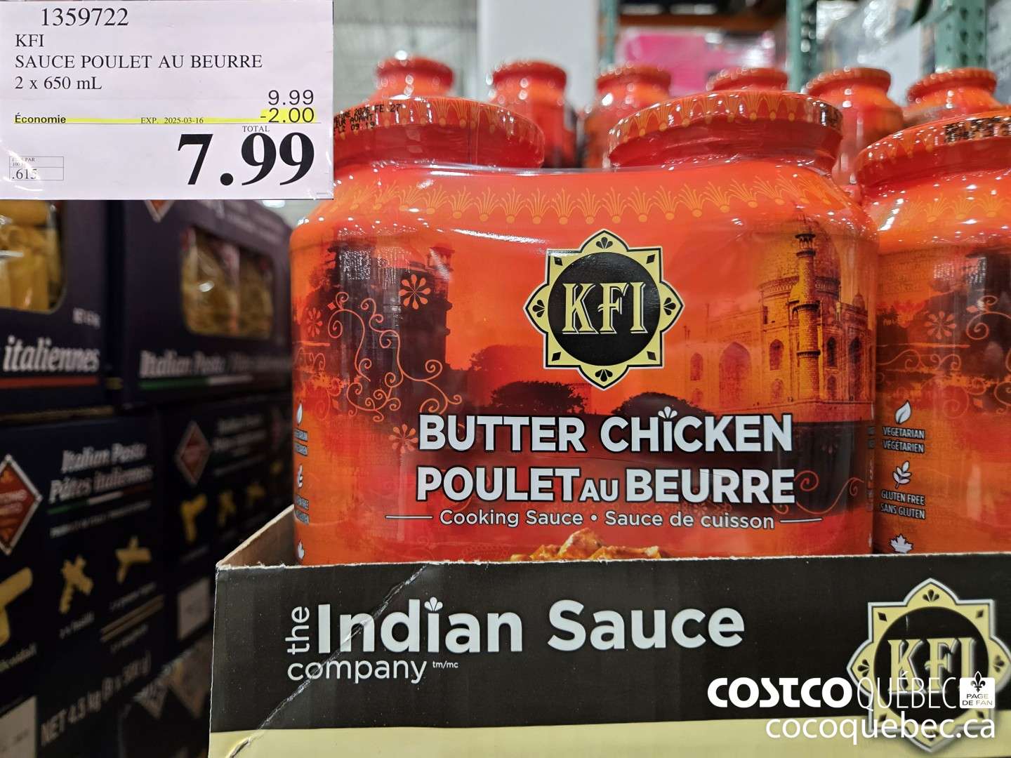 1359722 KFI SAUCE POULET AU BEURRE 2 x 650 mL ($2.00 INSTANT SAVINGS EXPIRES ON 2025-03-16) $7.99