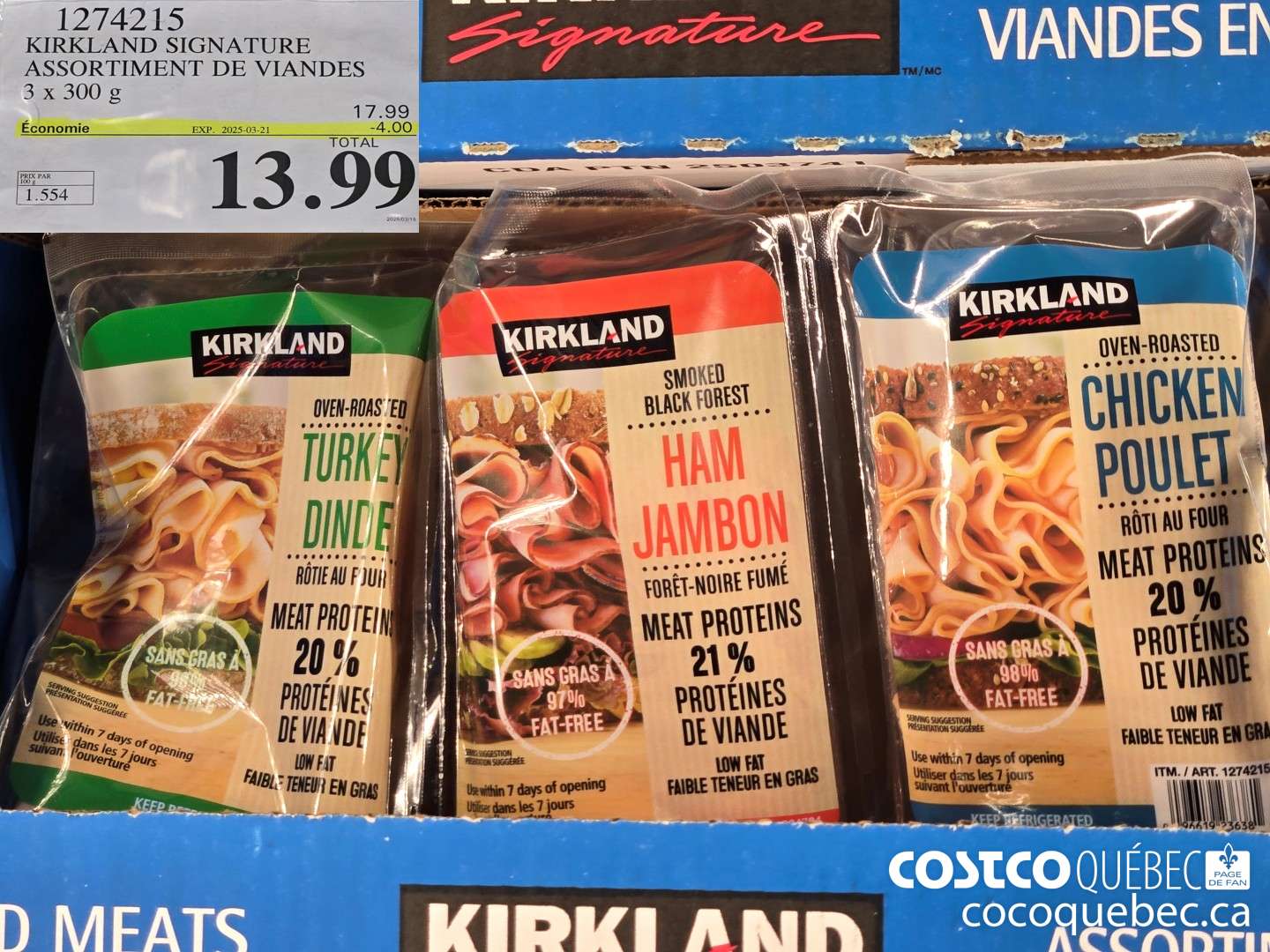 1274215 KIRKLAND SIGNATURE ASSORTIMENT DE VIANDES 3x 300 G  ($4.00 INSTANT SAVINGS EXPIRES ON 2025-03-21) $13.99