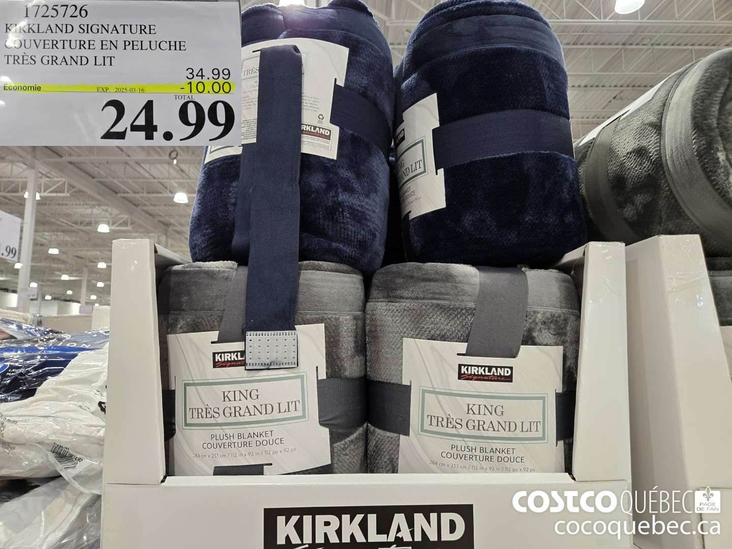 1725726 KIRKLAND SIGNATURE COUVERTUR EN PELUCHE TRES GRAND LIT  ($10.00 INSTANT SAVINGS EXPIRES ON 2025-03-16) $24.99