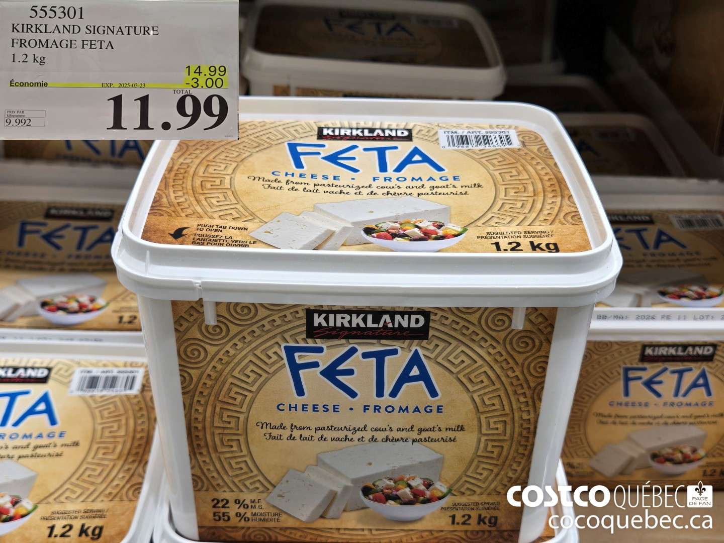 955301 KIRKLAND SIGNATURE FROMAGE FETA 1.2 ke  ($3.00 INSTANT SAVINGS EXPIRES ON 2025-03-23) $11.99