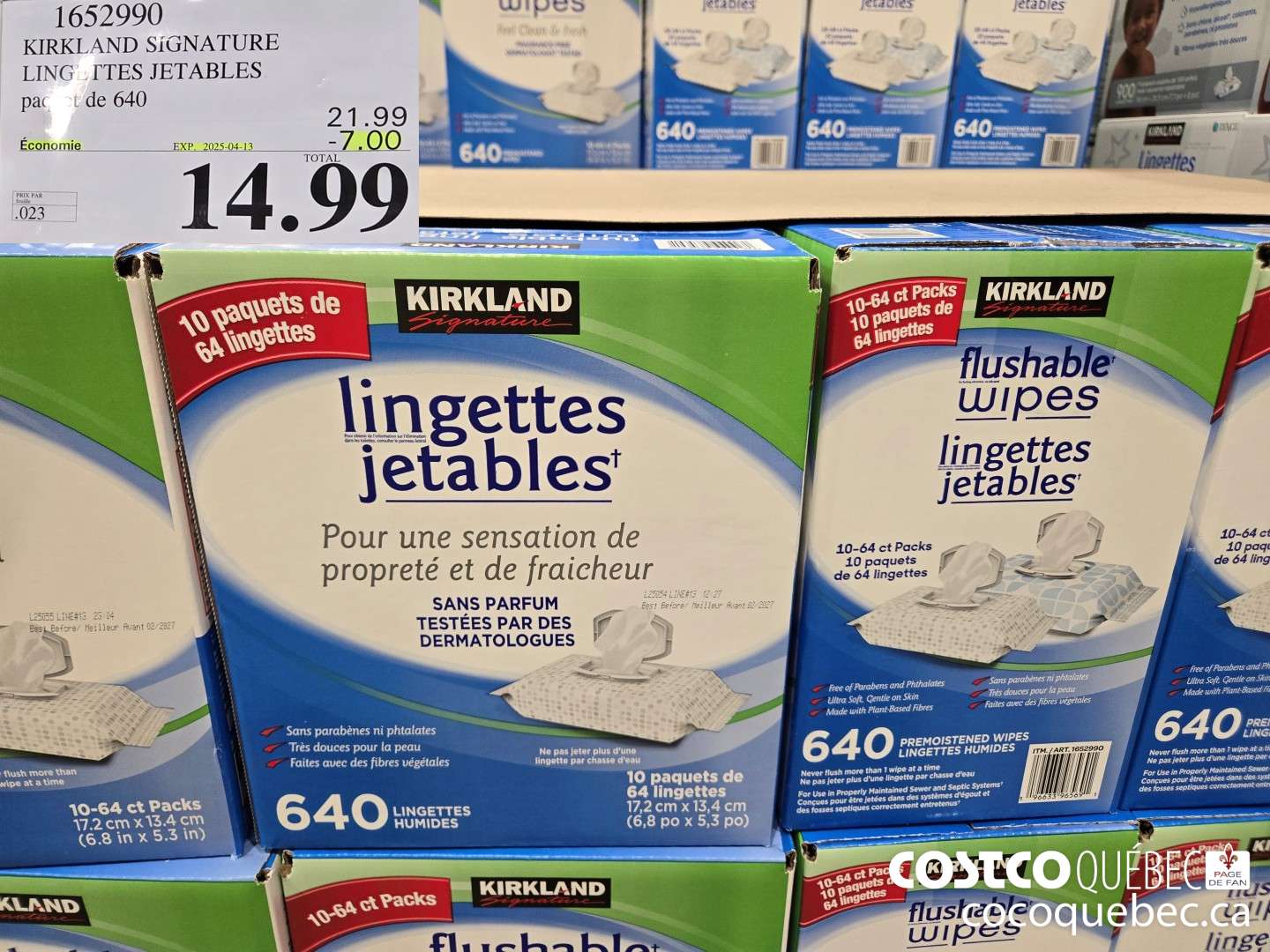 1652990 KIRKLAND SIGNATURE LINGETTES JETABLES ($4.00 INSTANT SAVINGS EXPIRES ON 2025-04-13) $14.99