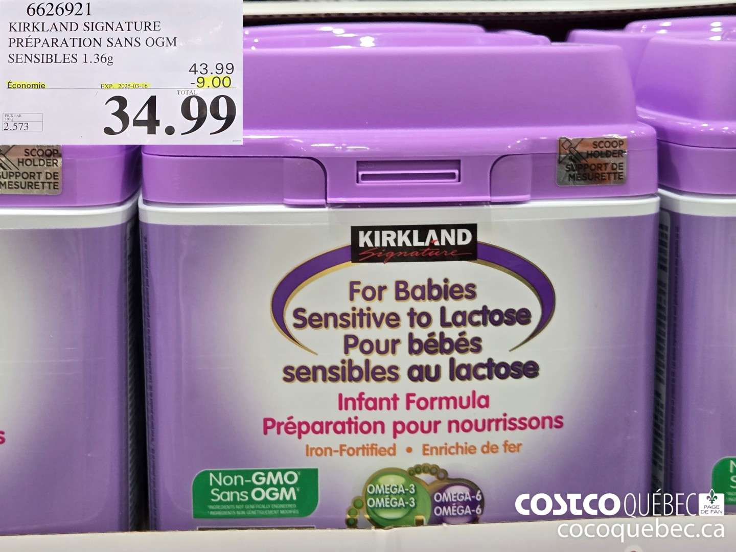 6626921 KIRKLAND SIGNATURE PREPARATION SANS OGM SENSIBLES 1.36¢  ($9.00 INSTANT SAVINGS EXPIRES ON 2025-03-16) $34.99