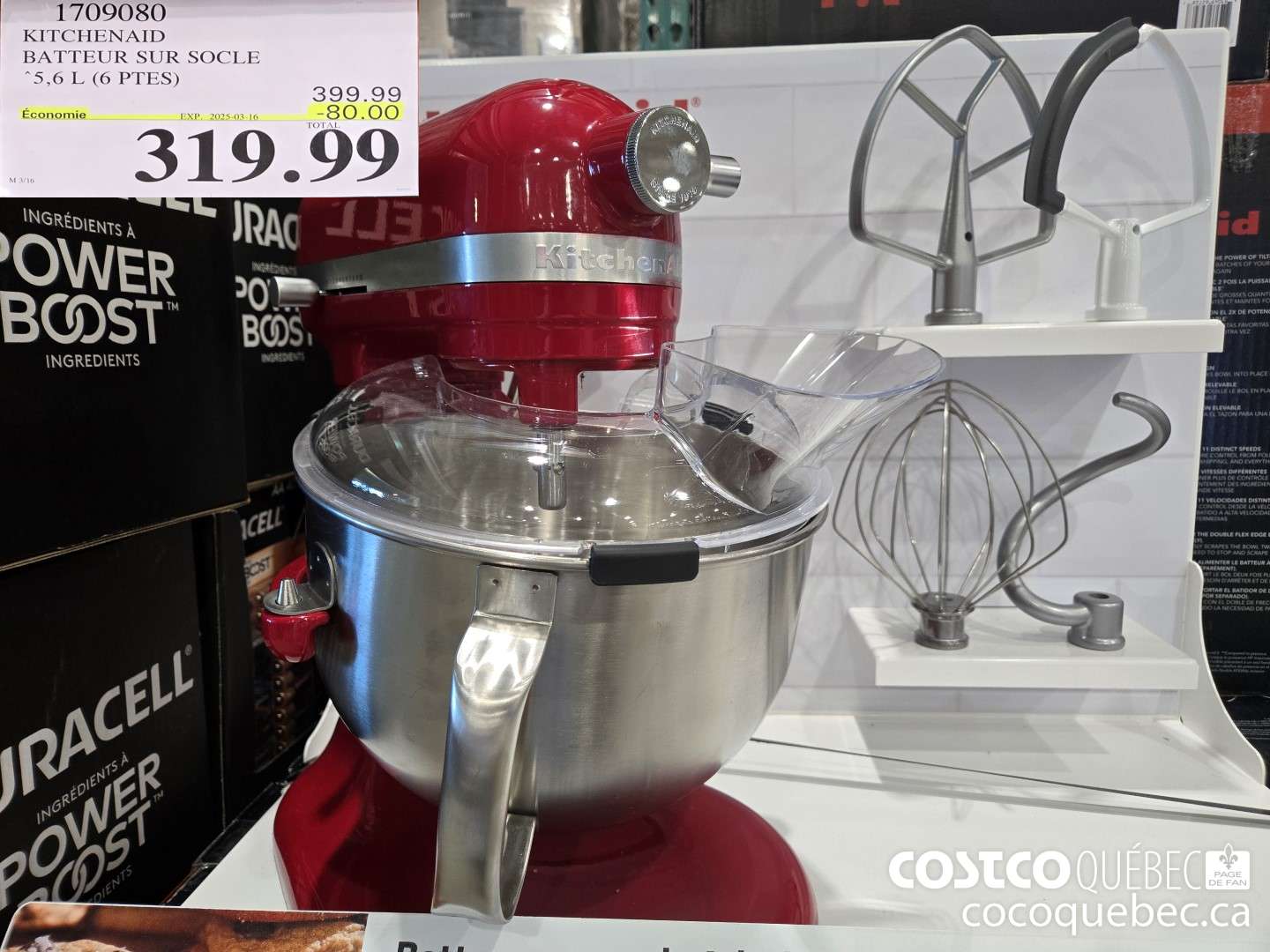 1709080 KITCHENAID BATTEUR SUR SOCLE ($80.00 INSTANT SAVINGS EXPIRES ON 2025-03-16) $319.99