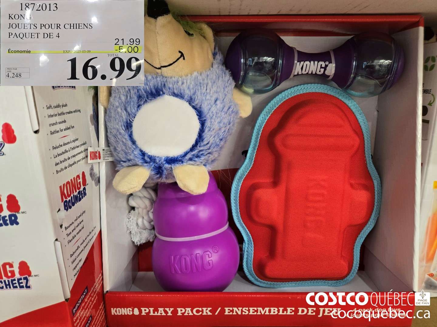 1872013 KONG JOUETS POUR CHIENS PAQUET DE 4 ($5.00 INSTANT SAVINGS EXPIRES ON 2025-03-09) $21.99