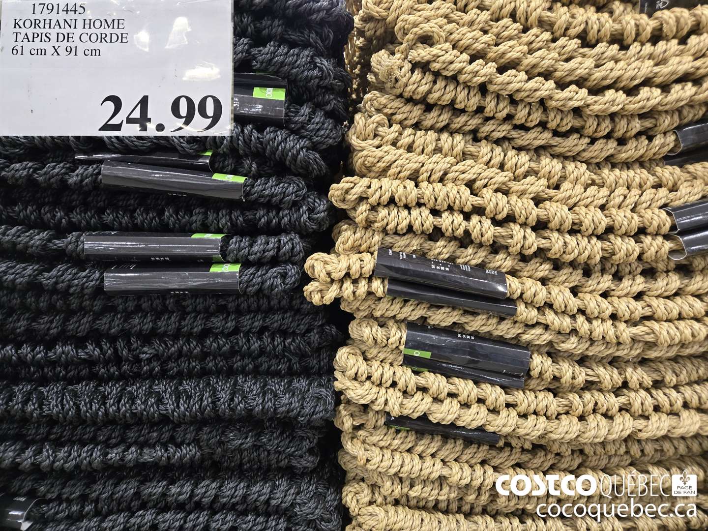 1791445 KORHANI HOME TAPIS DE CORDE 61cm X 91 cm  $24.99