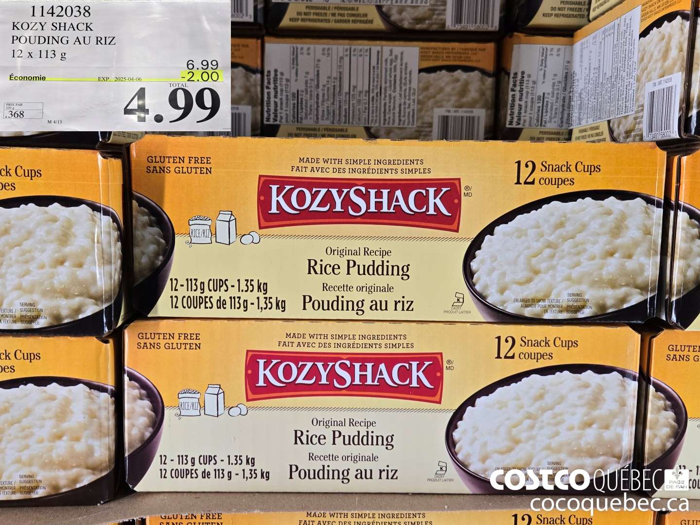 1142038 KOZY SHACK POUDING AU RIZ 12x 113 ($2.00 INSTANT SAVINGS EXPIRES ON 2025-04-06) $4.99