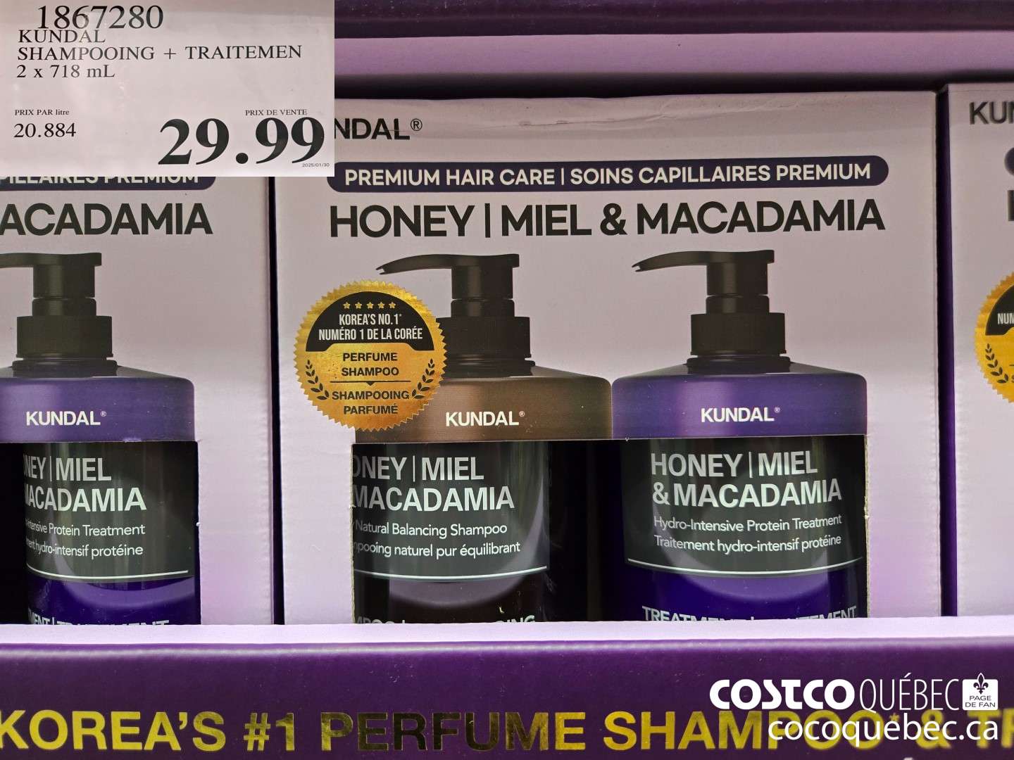 1867280 KUNDAL SHAMPOOING + TRAITEMEN 2x 718 mL  $29.99