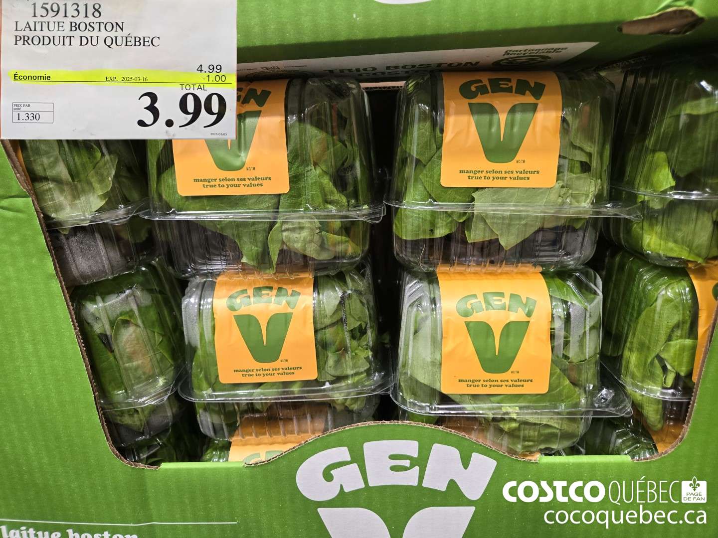 1591318 LAITUE BOSTON PRODUIT DU CANADA ($1.00 INSTANT SAVINGS EXPIRES ON 2025-03-16) $3.99