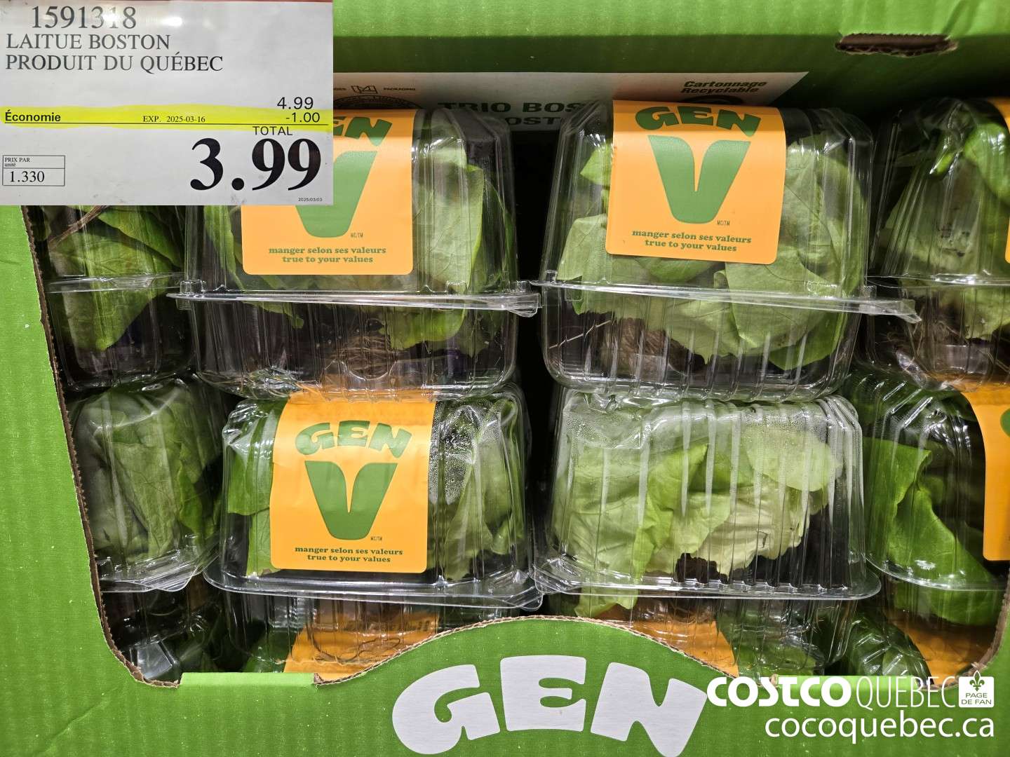 1591318 LAITUE BOSTON PRODUIT DU CANADA ($1.00 INSTANT SAVINGS EXPIRES ON 2025-03-16) $3.99