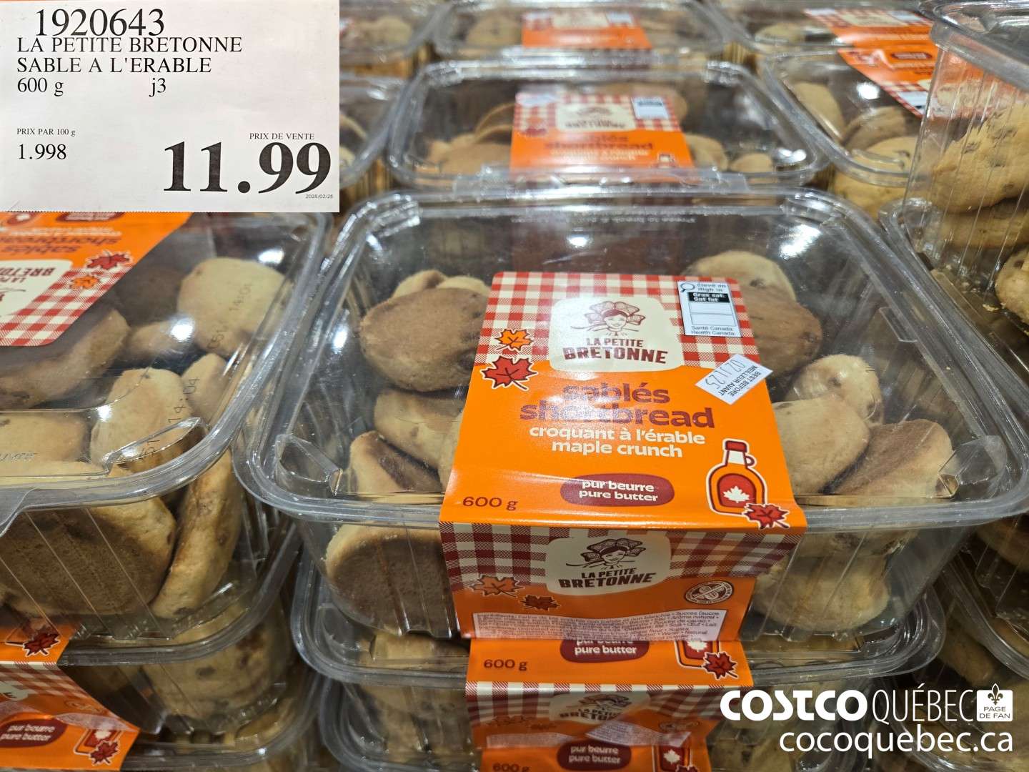 1920643 LA PETITE BRETONNE SABLE A L'ERABLE 600 g  $11.99