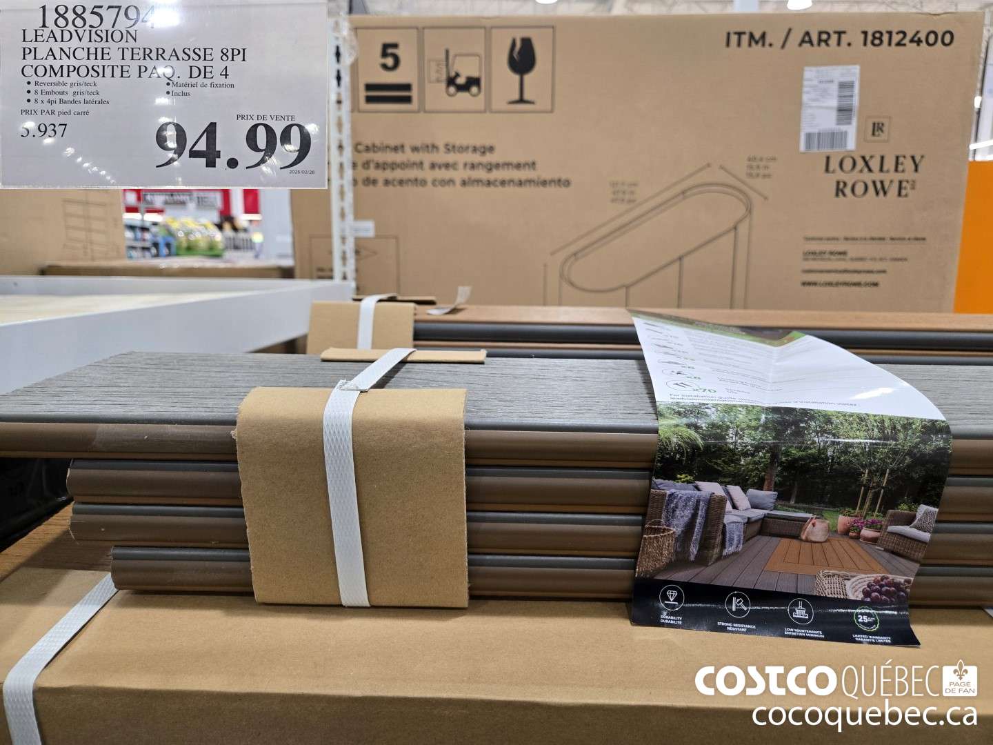 1885794 LEADVISION PLANCHE TERRASSE 8PI COMPOSITE PAQ DE 4  $94.99