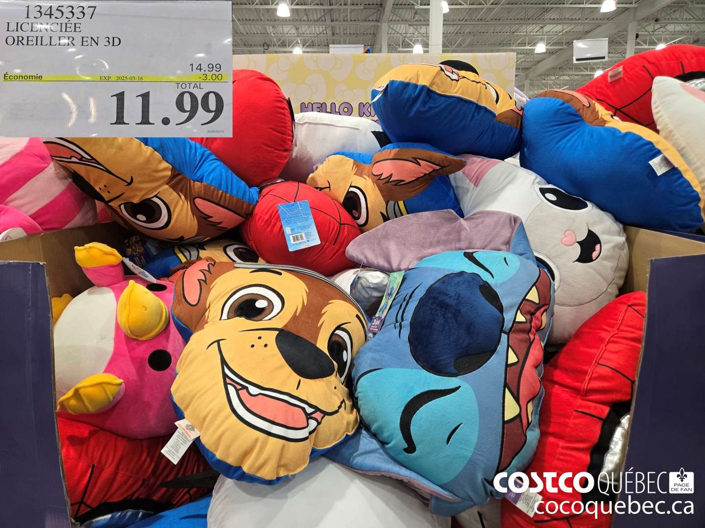 1345337 LICENCIEE OREILLER EN 3D  ($3.00 INSTANT SAVINGS EXPIRES ON 2025-03-16) $11.99