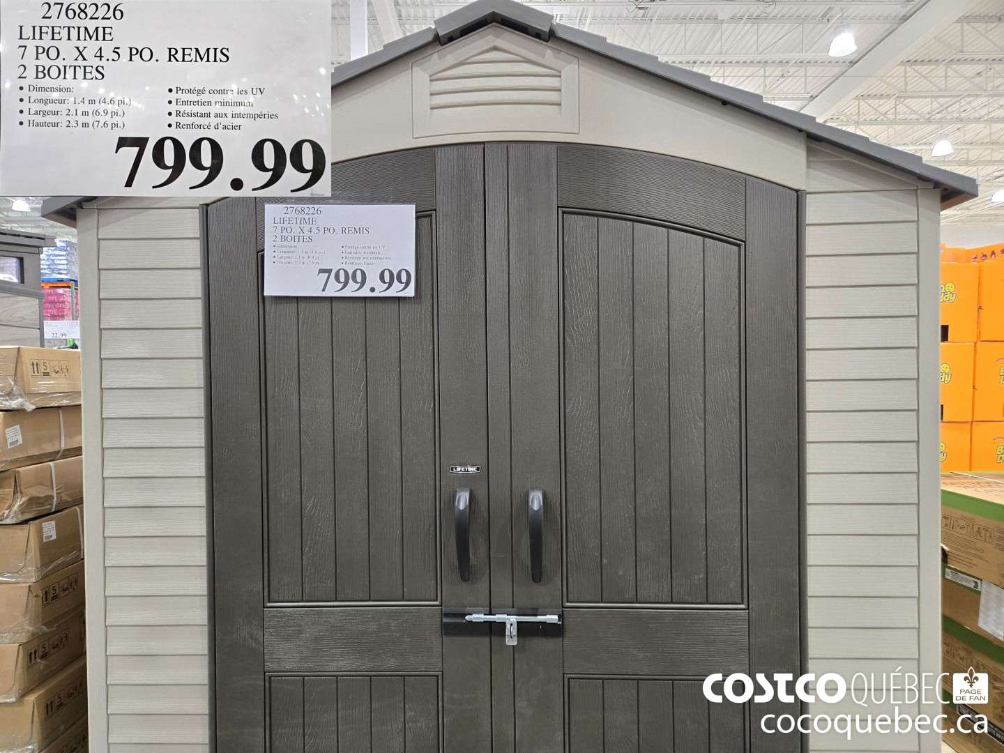 2768226 LIFETIME _7PO. X 4.5 PO. REMIS 2 BOITES  $799.99