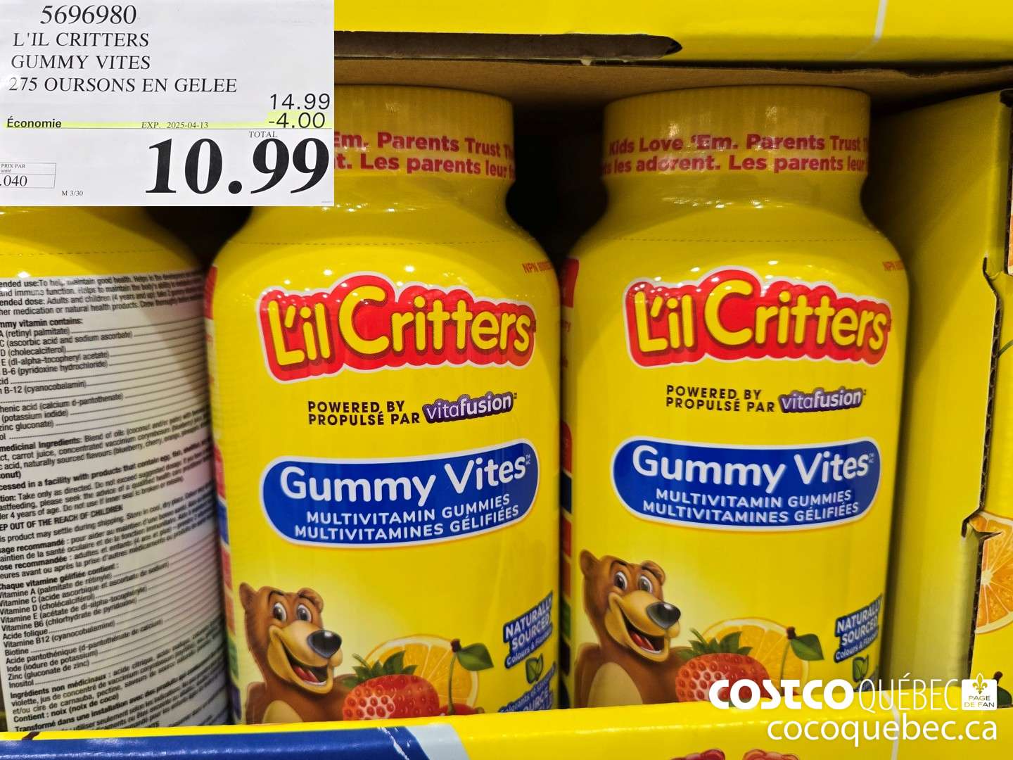 5696980 L'IL CRITTERS GUMMY VITES ($4.00 INSTANT SAVINGS EXPIRES ON 2025-04-13) $10.99