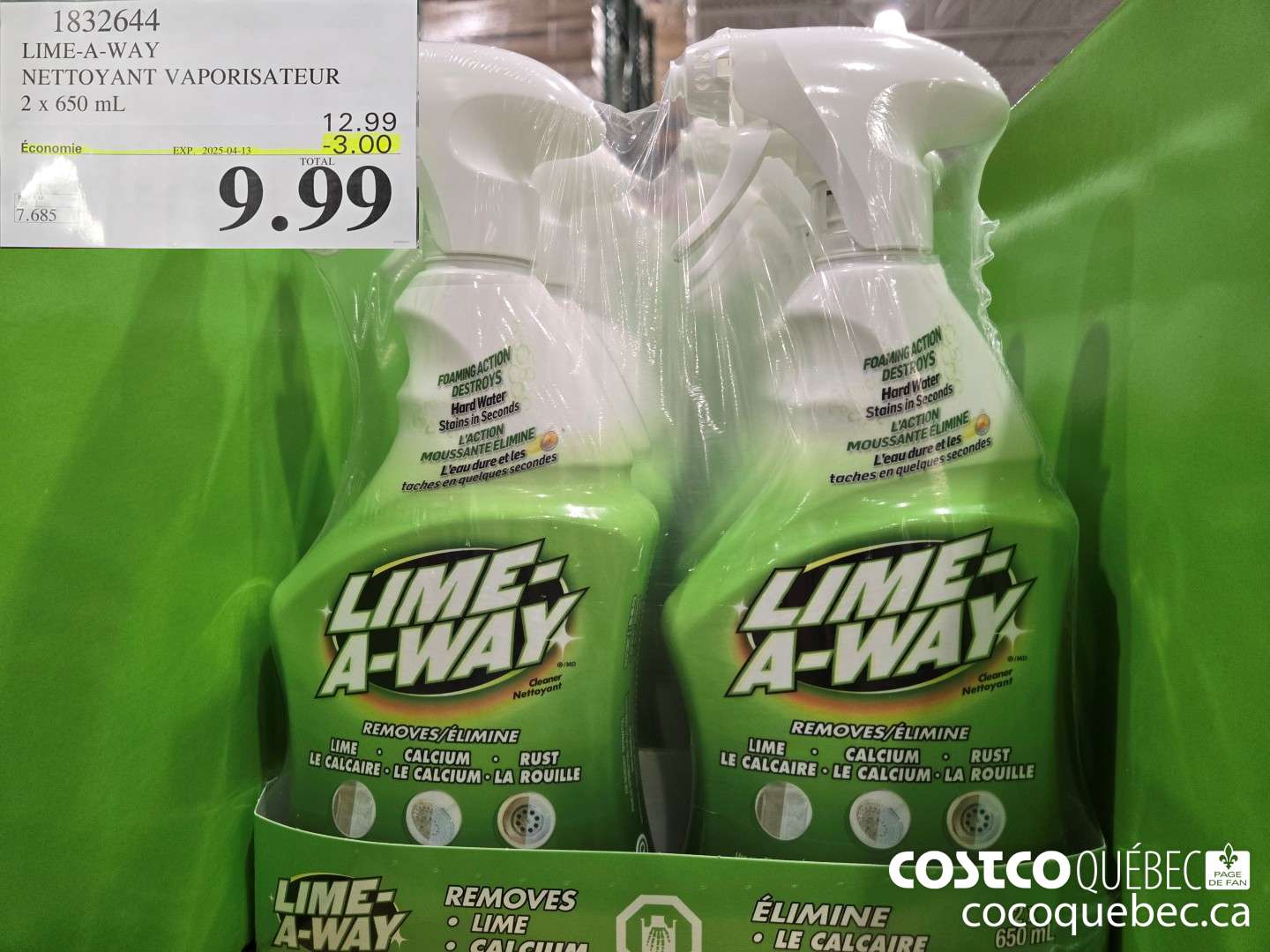 1832644 LIME-A-WAY NETTOYANT VAPORISATEUR- 2 x 650 mL  ($3.00 INSTANT SAVINGS EXPIRES ON 2025-04-13) $9.99