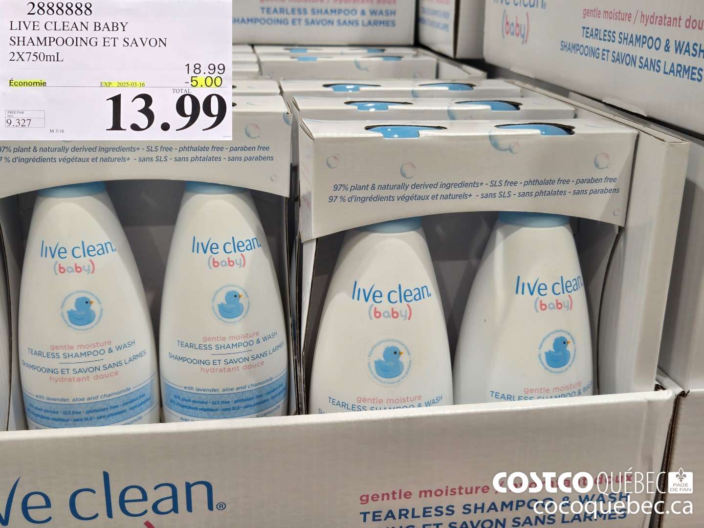 2888888 LIVE CLEAN BABY SHAMPOOING ET SAVON ($5.00 INSTANT SAVINGS EXPIRES ON 2025-03-16) $13.99