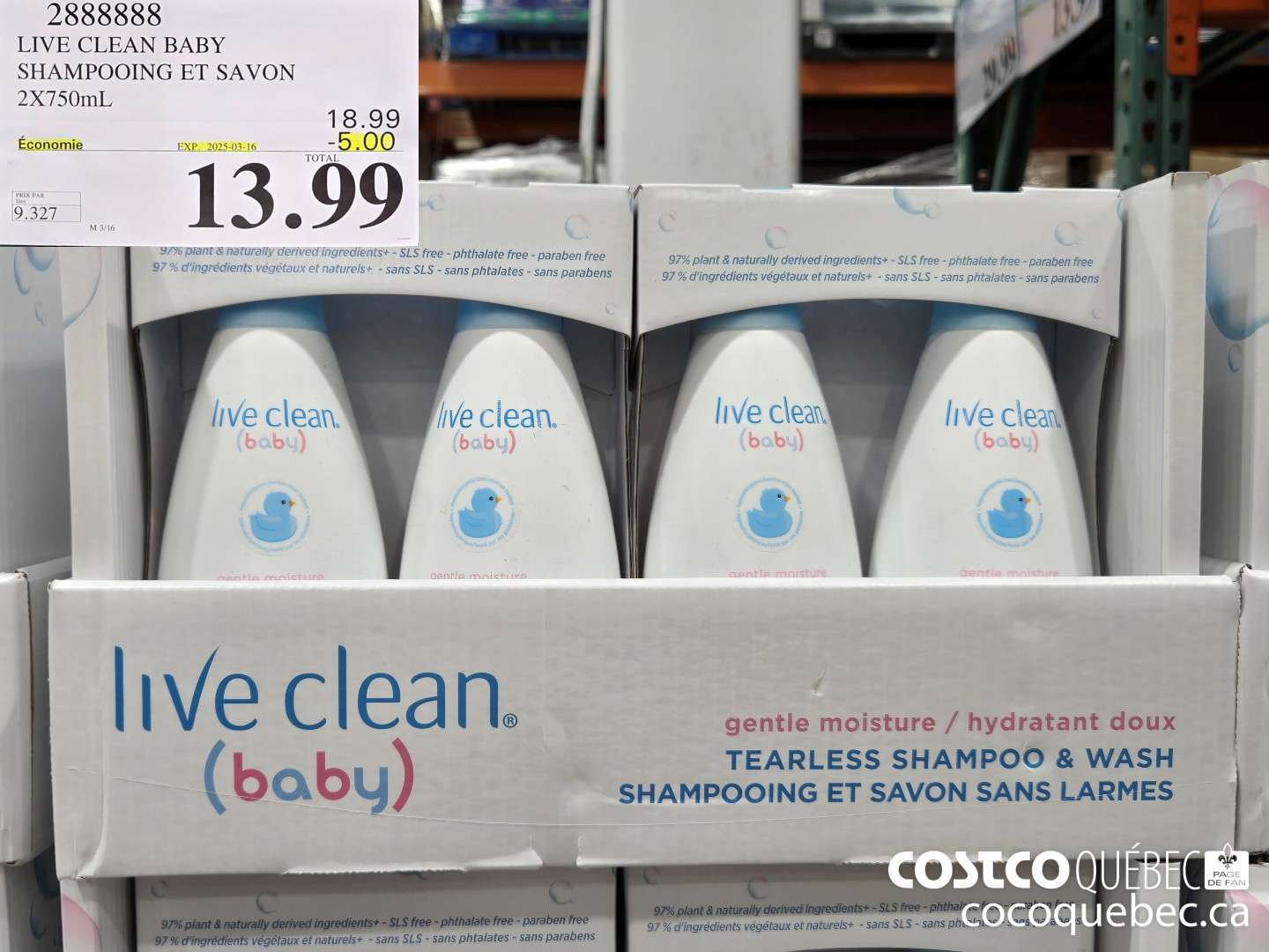 2888888 LIVE CLEAN BABY SHAMPOOING ET SAVON ($5.00 INSTANT SAVINGS EXPIRES ON 2025-03-16) $13.99