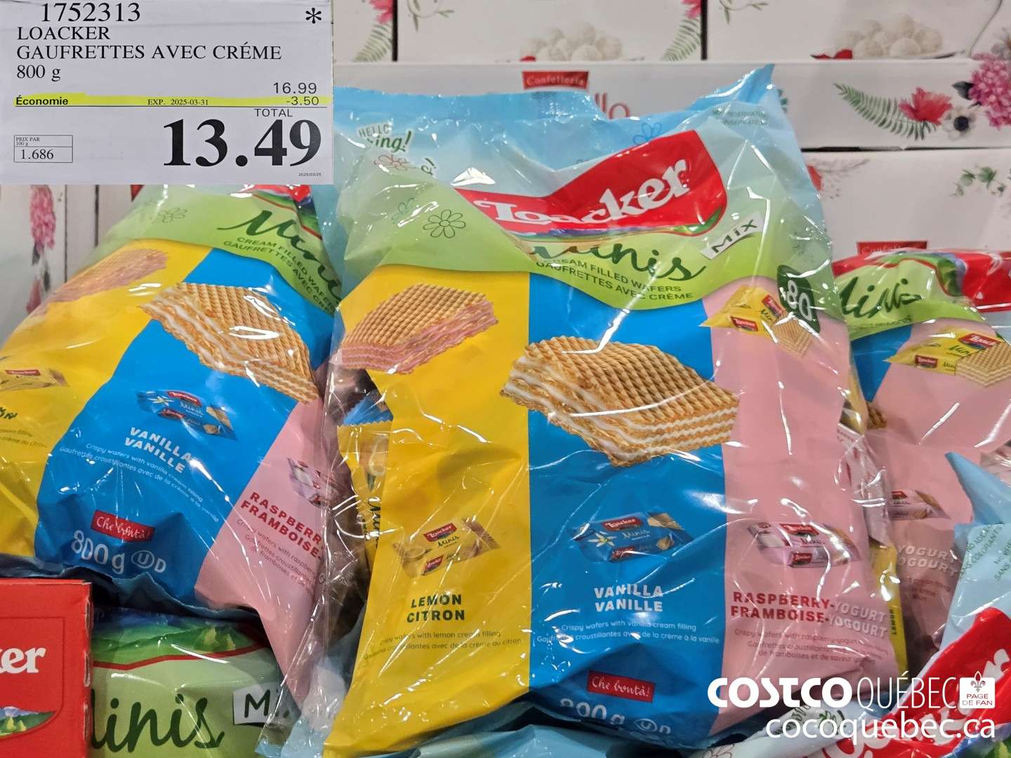 1752313 LOACKER GAUFRETTES AVEC CREME 800 g  ($3.50 INSTANT SAVINGS EXPIRES ON 2025-03-31) $13.49