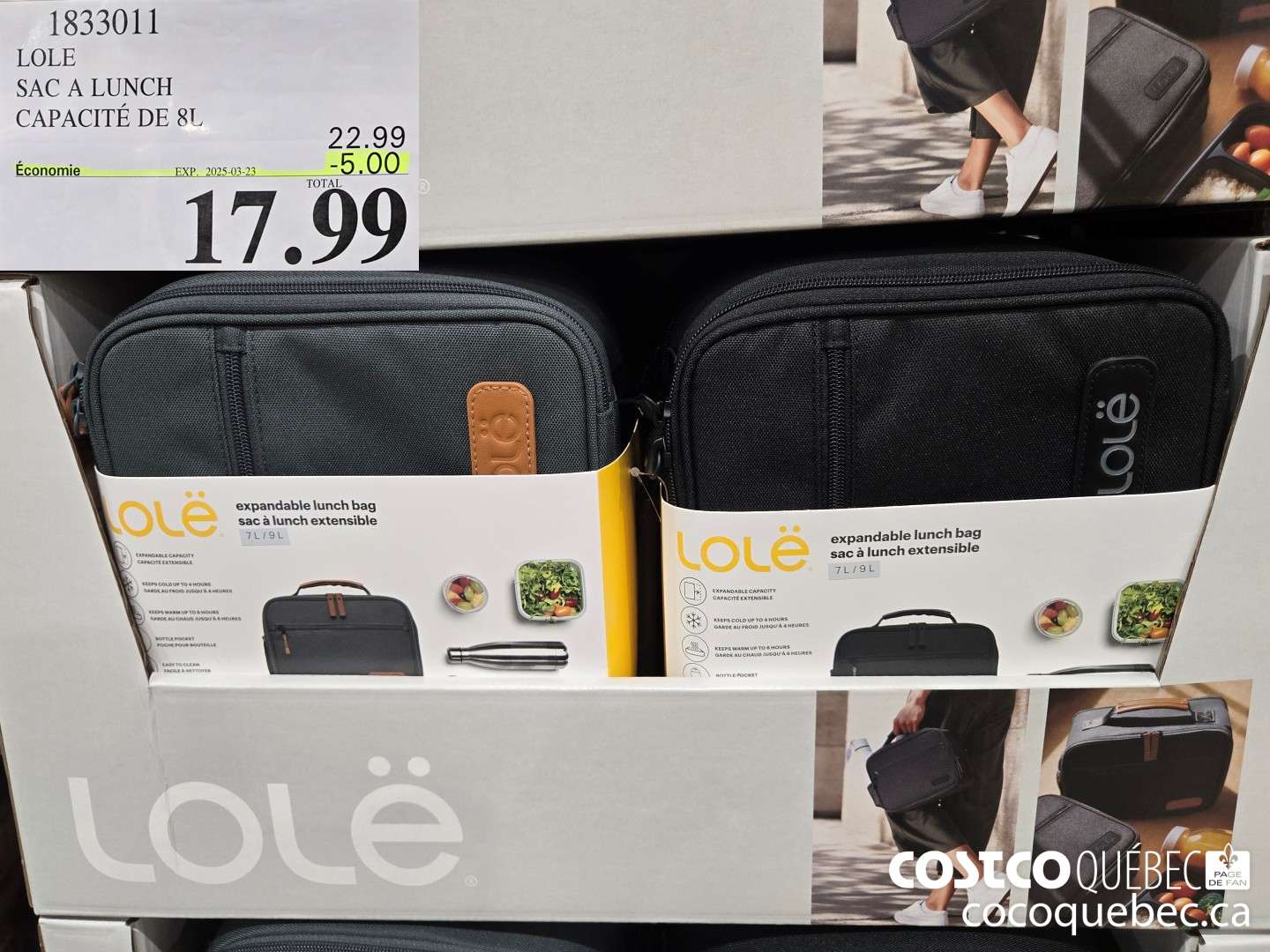 1833011 LOLE SAC A LUNCH CAPACITE DE 8L  ($5.00 INSTANT SAVINGS EXPIRES ON 2025-03-23) $17.99