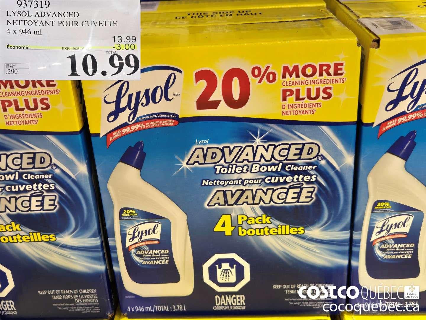 937319 LYSOL ADVANCED NETTOYANT POUR CUVETTE 4 x 946 ml  ($4.00 INSTANT SAVINGS EXPIRES ON 2025-03-16) $9.99