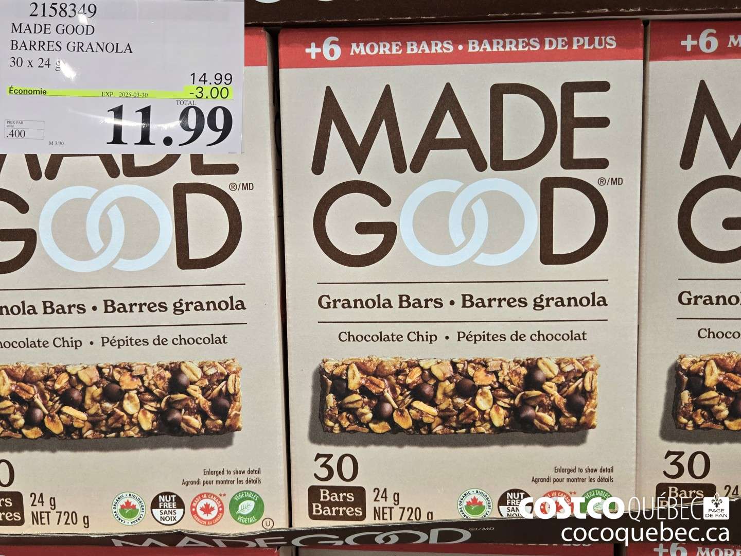 2158349 MADE GOOD BARRES GRANOLA 30 x 24  ($3.50 INSTANT SAVINGS EXPIRES ON 2025-03-30) $11.99