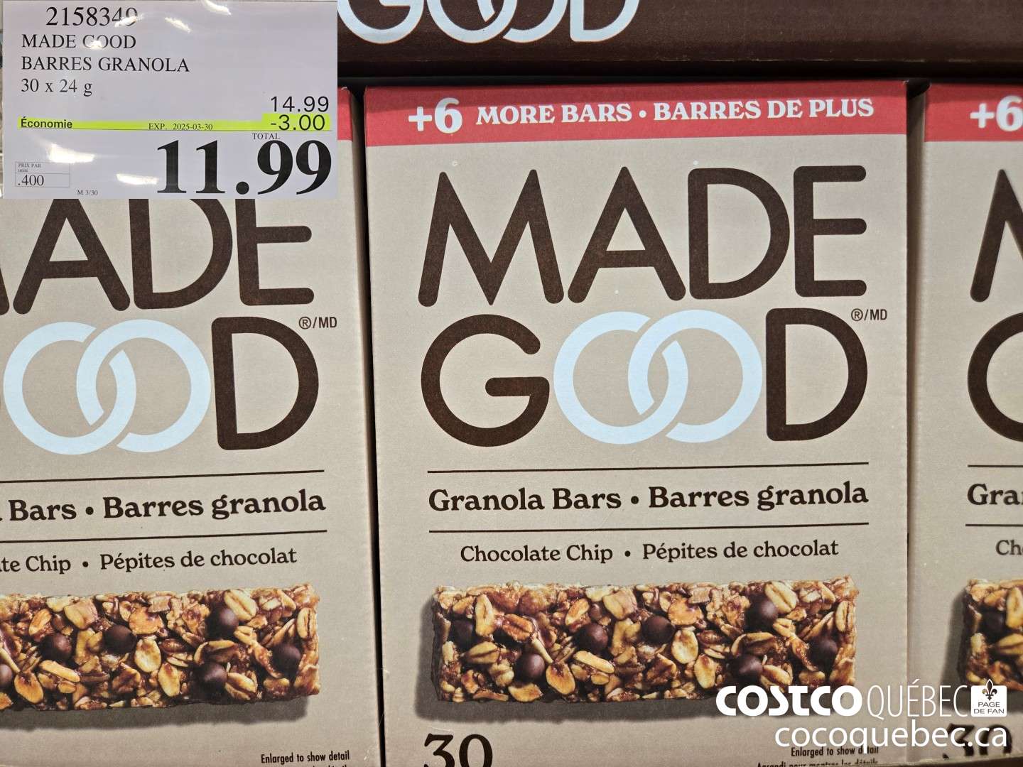 2158349 MADE GOOD BARRES GRANOLA 30 x 24  ($3.50 INSTANT SAVINGS EXPIRES ON 2025-03-30) $11.99