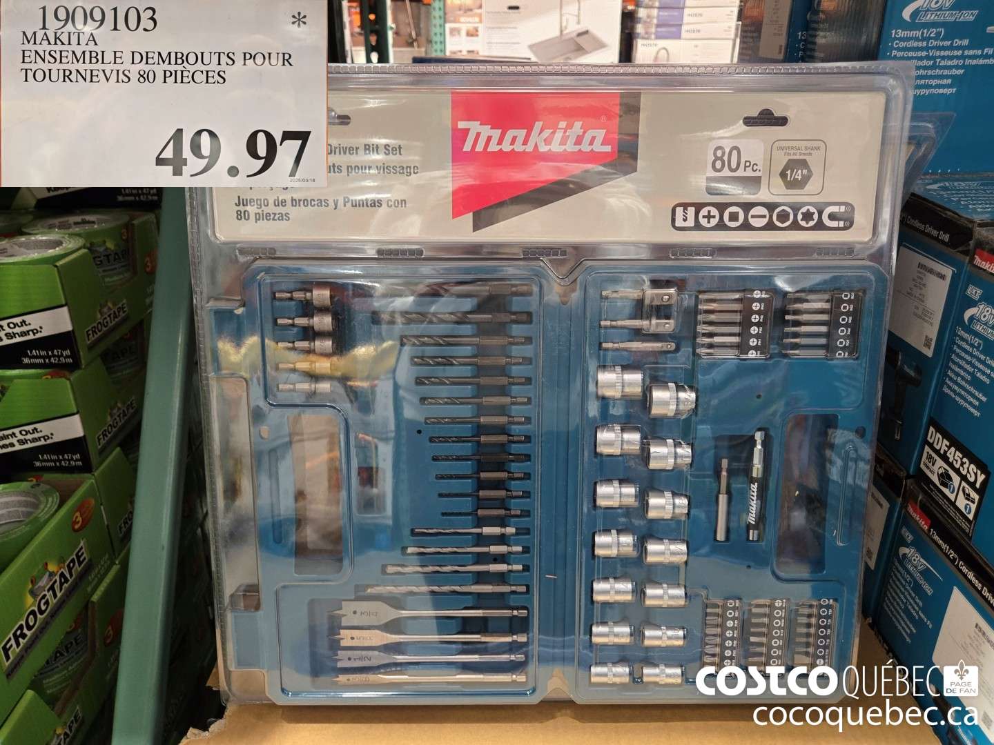 1909103 MAKITA ENSEMBLE DEMBOUTS POUR TOURNEVIS 80 PIECES  $49.97