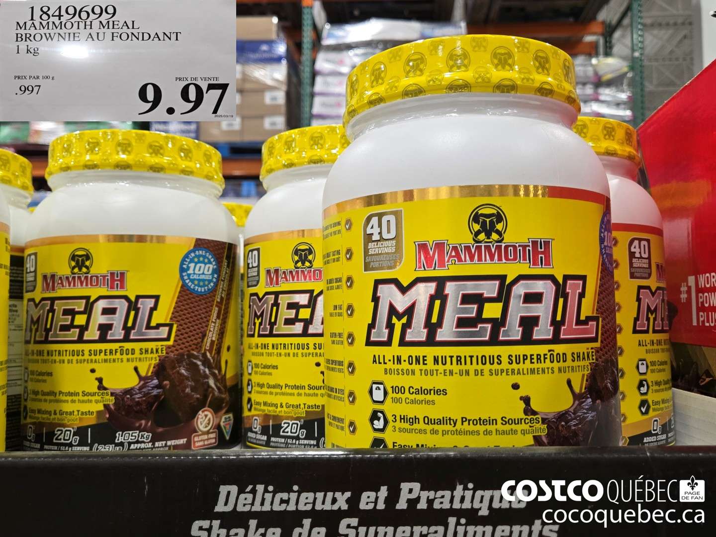 1849699 MAMMOTH MEAL BROWNIE AU FONDANT  $9.97