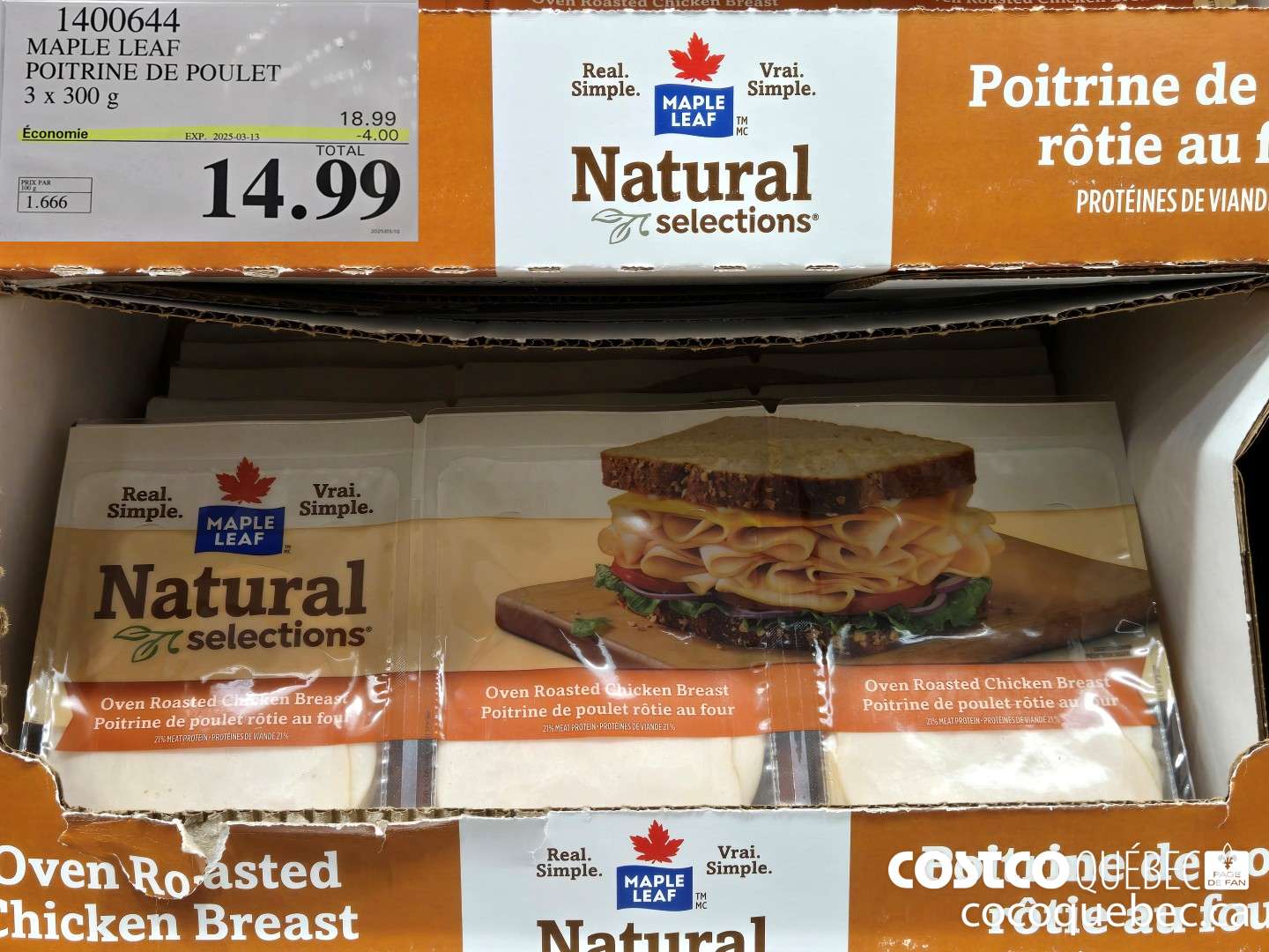 1400644 MAPLE LEAF POITRINE DE POULET 3 x 300 g ($4.00 INSTANT SAVINGS EXPIRES ON 2025-03-13) $14.99