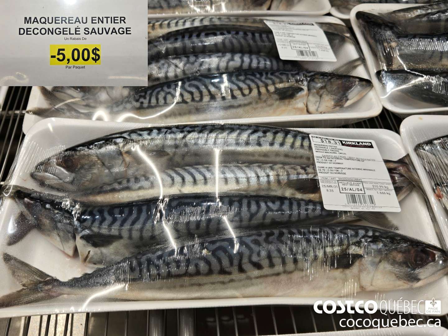 000 MAQUEREAU ENTIER DECONGELE SAUVAGE Par Paquet  $5.00