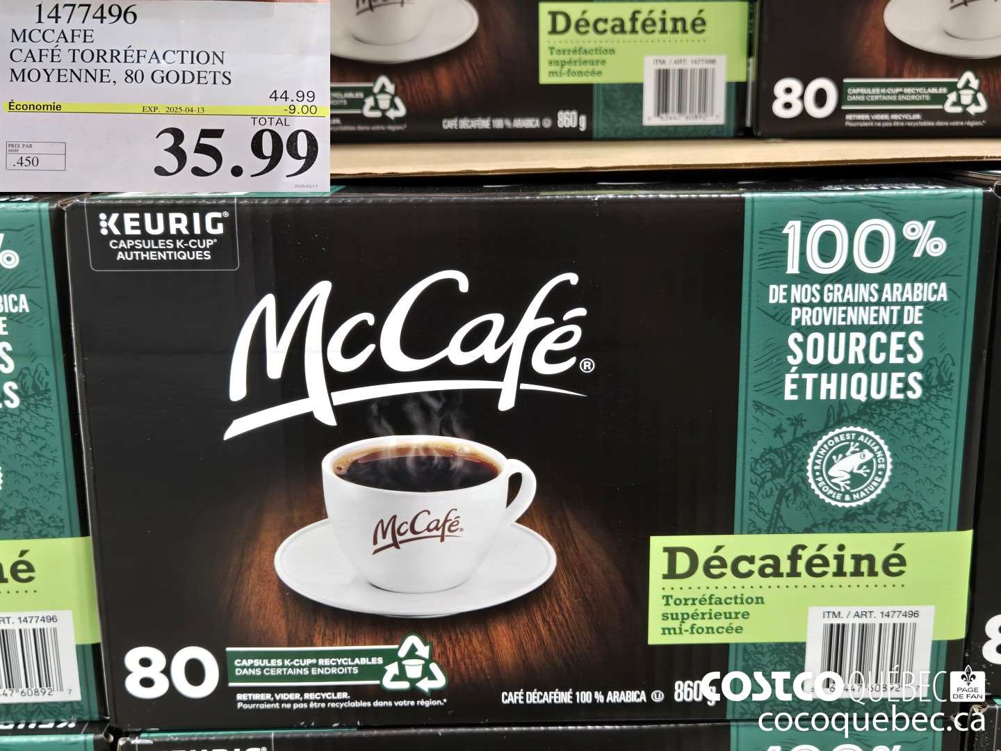 1477496 MCCAFE CAFE TORREFACTION MOYENNE, 80 GODETS  ($9.00 INSTANT SAVINGS EXPIRES ON 2025-04-13) $35.99