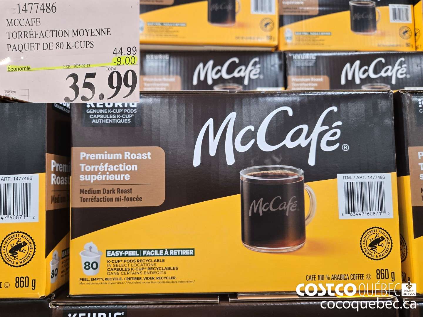 1477486 MCCAFE TORREFACTION MOYENNE BOITE DE 80 K-CUPS  ($9.00 INSTANT SAVINGS EXPIRES ON 2025-04-13) $35.99