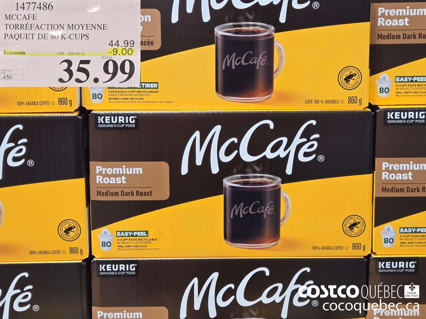 1477486 MCCAFE TORREFACTION MOYENNE BOITE DE 80 K-CUPS  ($9.00 INSTANT SAVINGS EXPIRES ON 2025-04-13) $35.99