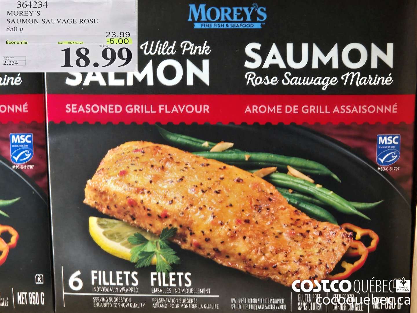 364234 MOREY'S SAUMON SAUVAGE ROSE 850 g ($5.00 INSTANT SAVINGS EXPIRES ON 2025-03-23) $18.99