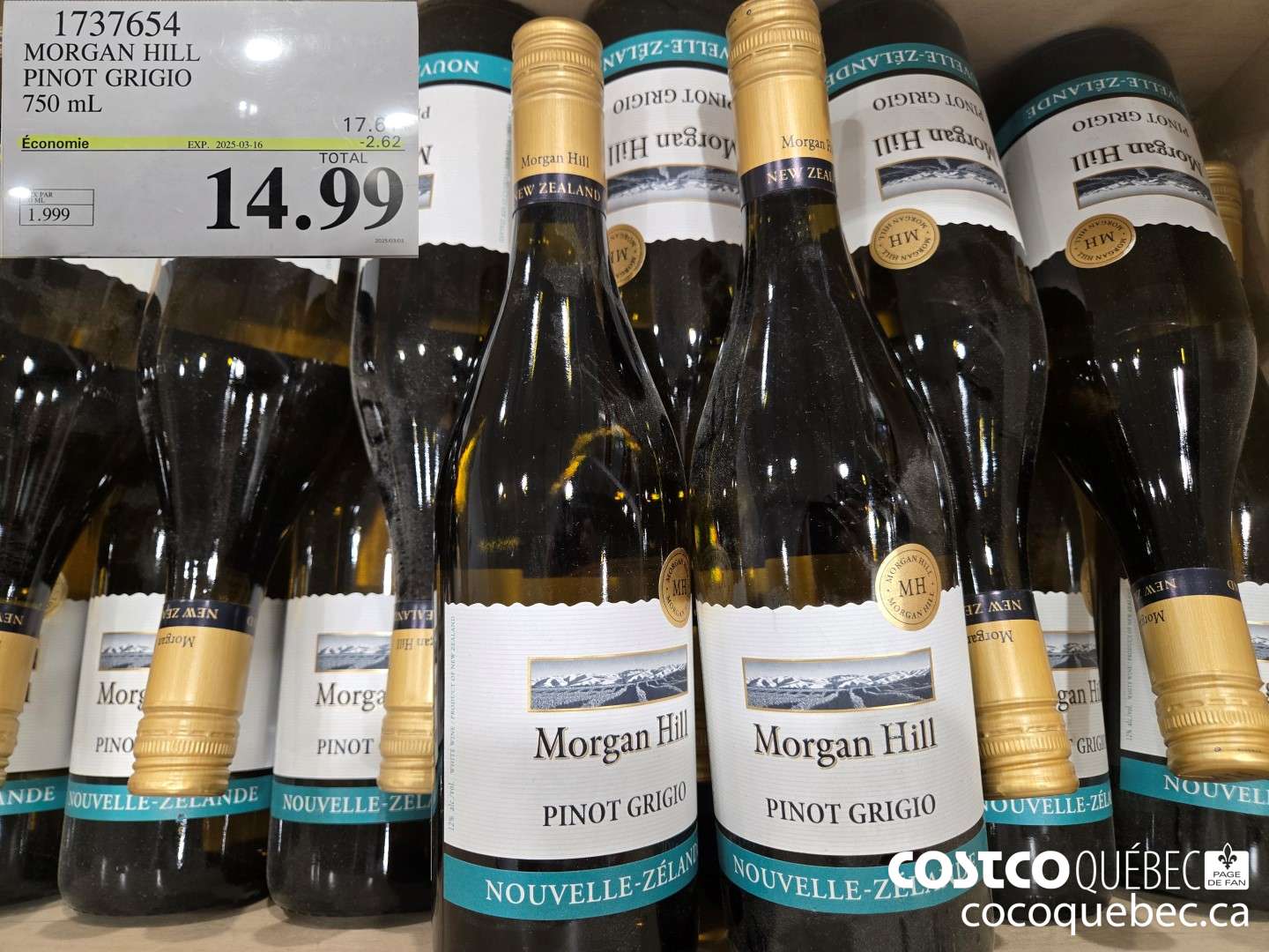 1737654 MORGAN HILL PINOT GRIGIO 750 mL  ($2.62 INSTANT SAVINGS EXPIRES ON 2025-03-16) $14.99