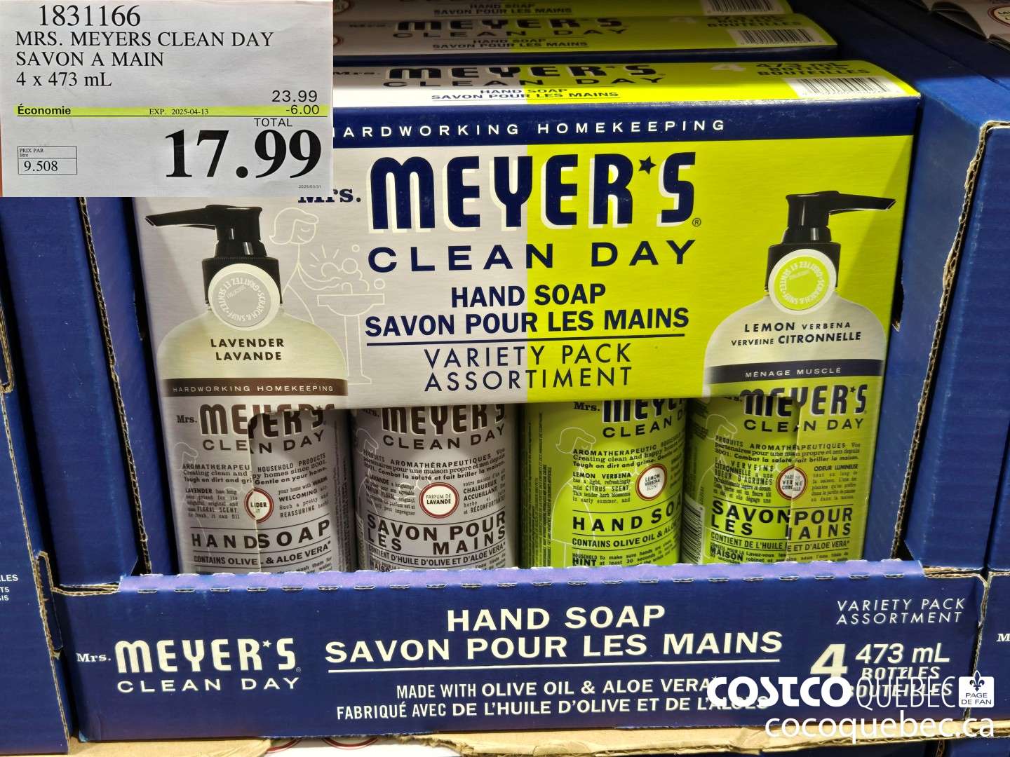 1831166 MRS. MEYERS CLEAN DAY SAVON A MAIN  ($6.00 INSTANT SAVINGS EXPIRES ON 2025-04-13) $17.99