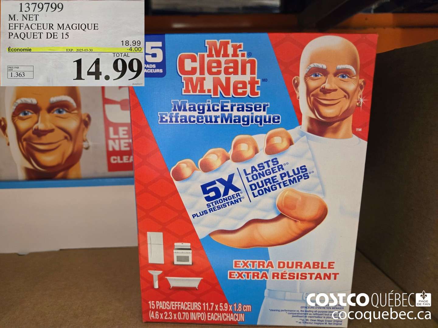 1379799 M. NET EFFACEUR MAGIQUE PAQUET DE 15  ($4.00 INSTANT SAVINGS EXPIRES ON 2025-03-30) $14.99