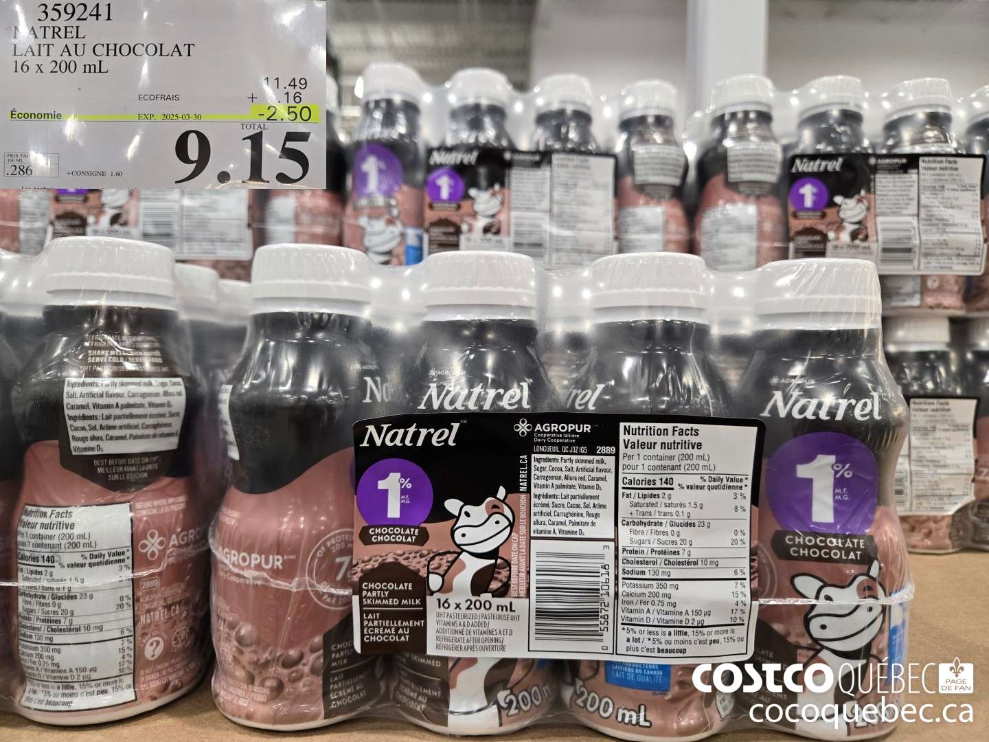 359241 NATREL LAIT AU CHOCOLAT ($2.50 INSTANT SAVINGS EXPIRES ON 2025-03-30) $9.15