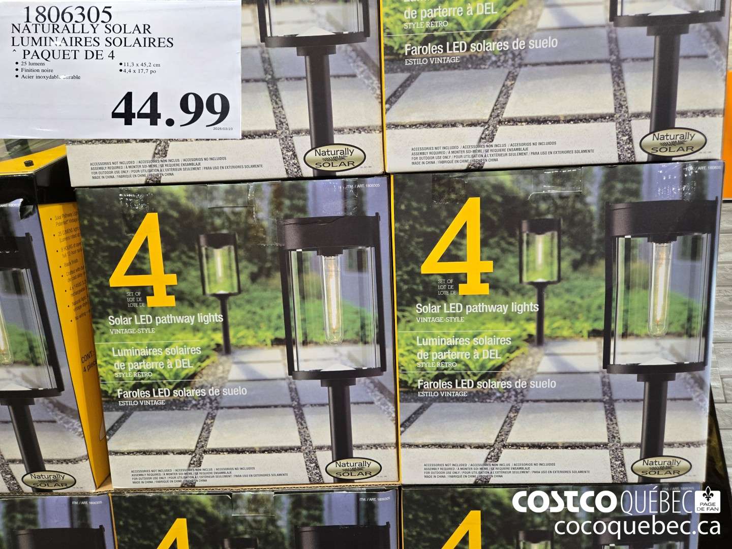 1806305 NATURALLY SOLAR LUMIN AIRES SOLAIRES PAQUET DE 4  $44.99