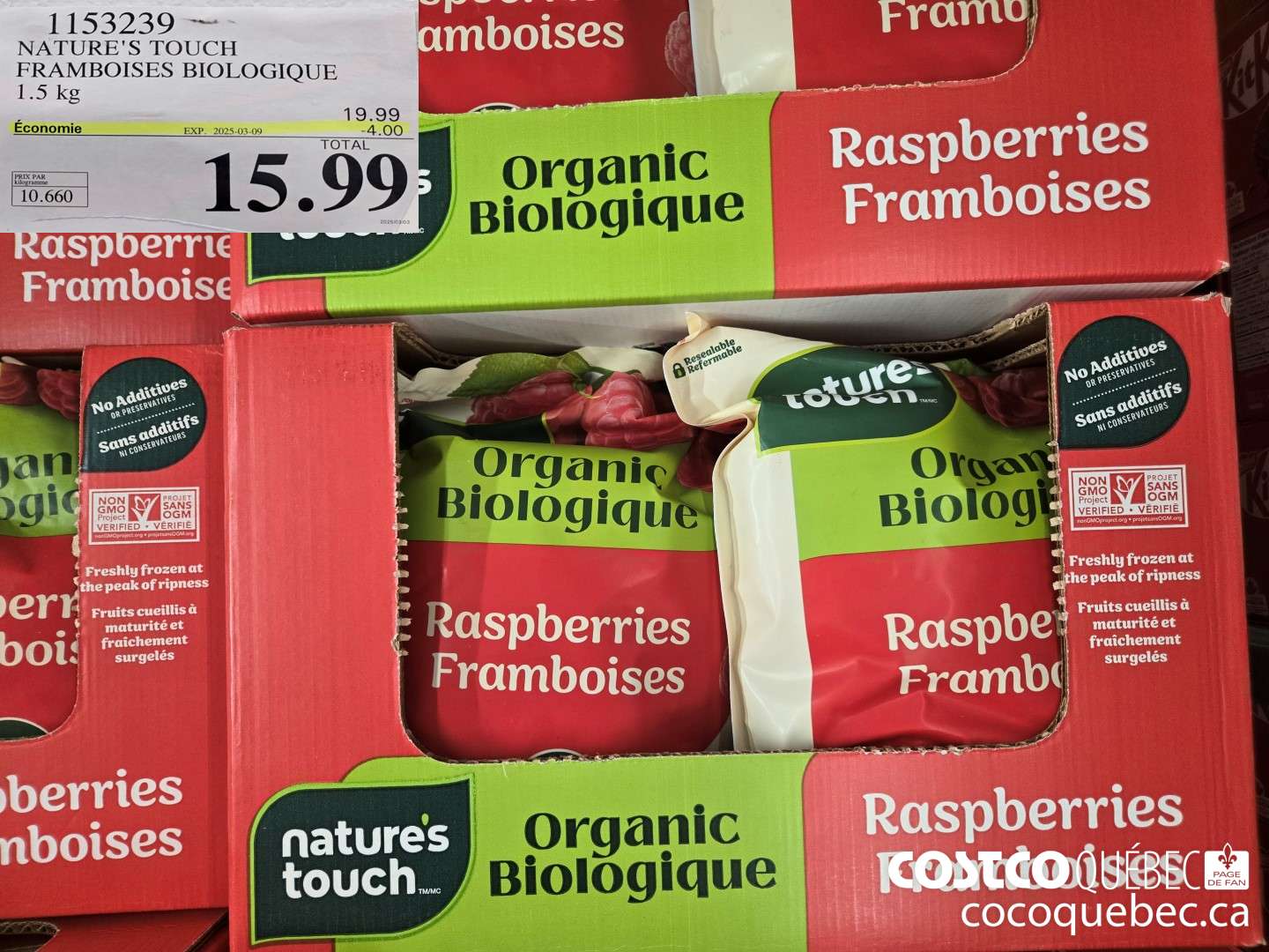 115323903 NATURE'S TOUCH FRAMBOISES BIOLOGIQUE  ($4.00 INSTANT SAVINGS EXPIRES ON 2025-03-09) $15.99