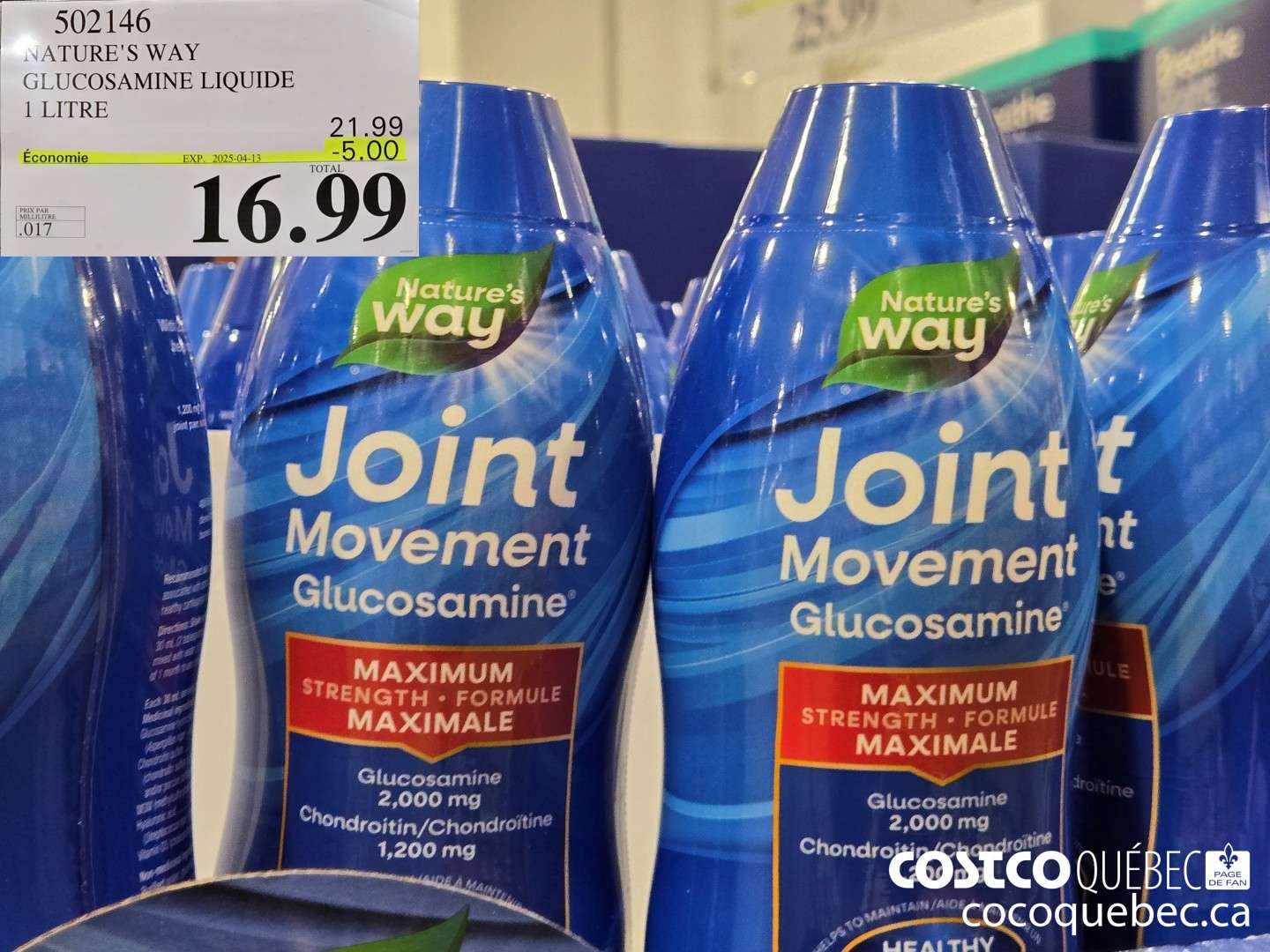 502146 NATURE'S WAY GLUCOSAMINE LIQUIDE 1L  ($5.00 INSTANT SAVINGS EXPIRES ON 2025-04-13) $16.99