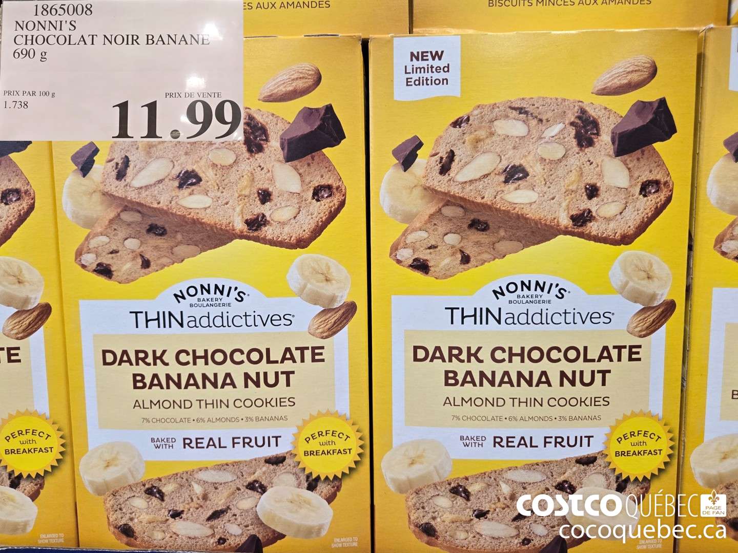 1865008 NONNI'S CHOCOLAT NOIR BANANé 690 g  $11.99