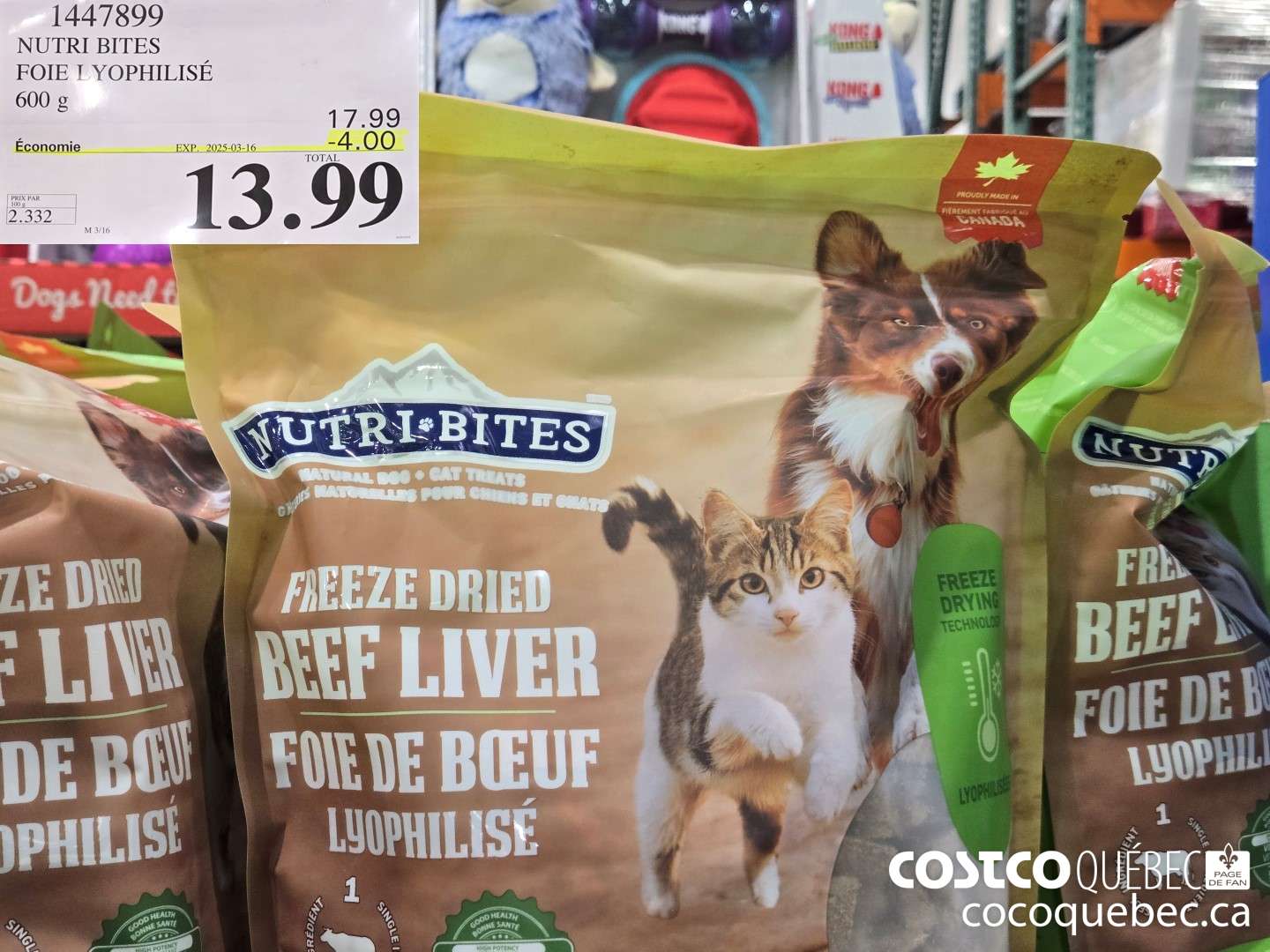 1447899 NUTRI BITES FOIE LYOPHILISE 600 G  ($4.00 INSTANT SAVINGS EXPIRES ON 2025-03-16) $13.99