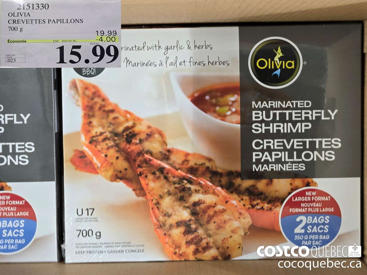 2151330 OLIVIA CREVETTES PAPILLONS  ($4.00 INSTANT SAVINGS EXPIRES ON 2025-03-30) $15.99