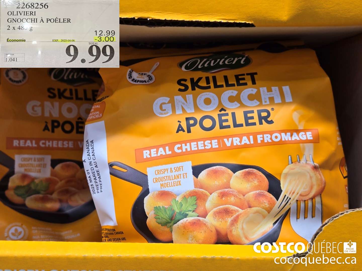 2268256 OLIVIERI GNOCCHI A POELER 2 x 480 g  ($3.00 INSTANT SAVINGS EXPIRES ON 2025-04-06) $9.99